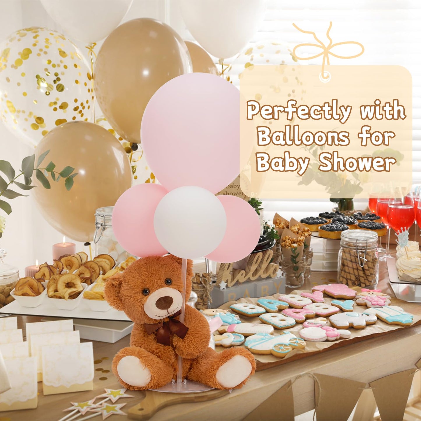 MorisMos 6Pcs Teddy Bears Bulk Baby Shower, 14inch Cute Teddy Bear Stuffed Animals Plush, Small Stuffed Bears on Centerpiece Baby Shower, White