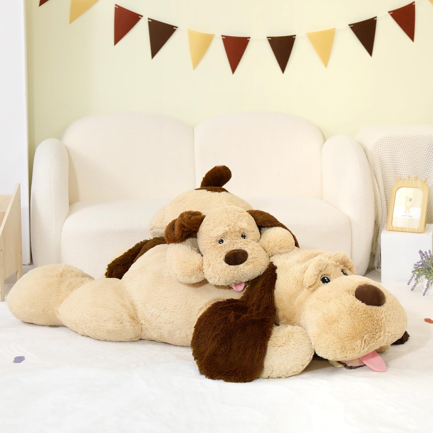 MaoGoLan 52“ Giant Stuffed Puppy Dog Animal,Ultra Soft Large Plush Soft Plush Dog Body Pillow Toy for Girls,Kids,Puppy Lover