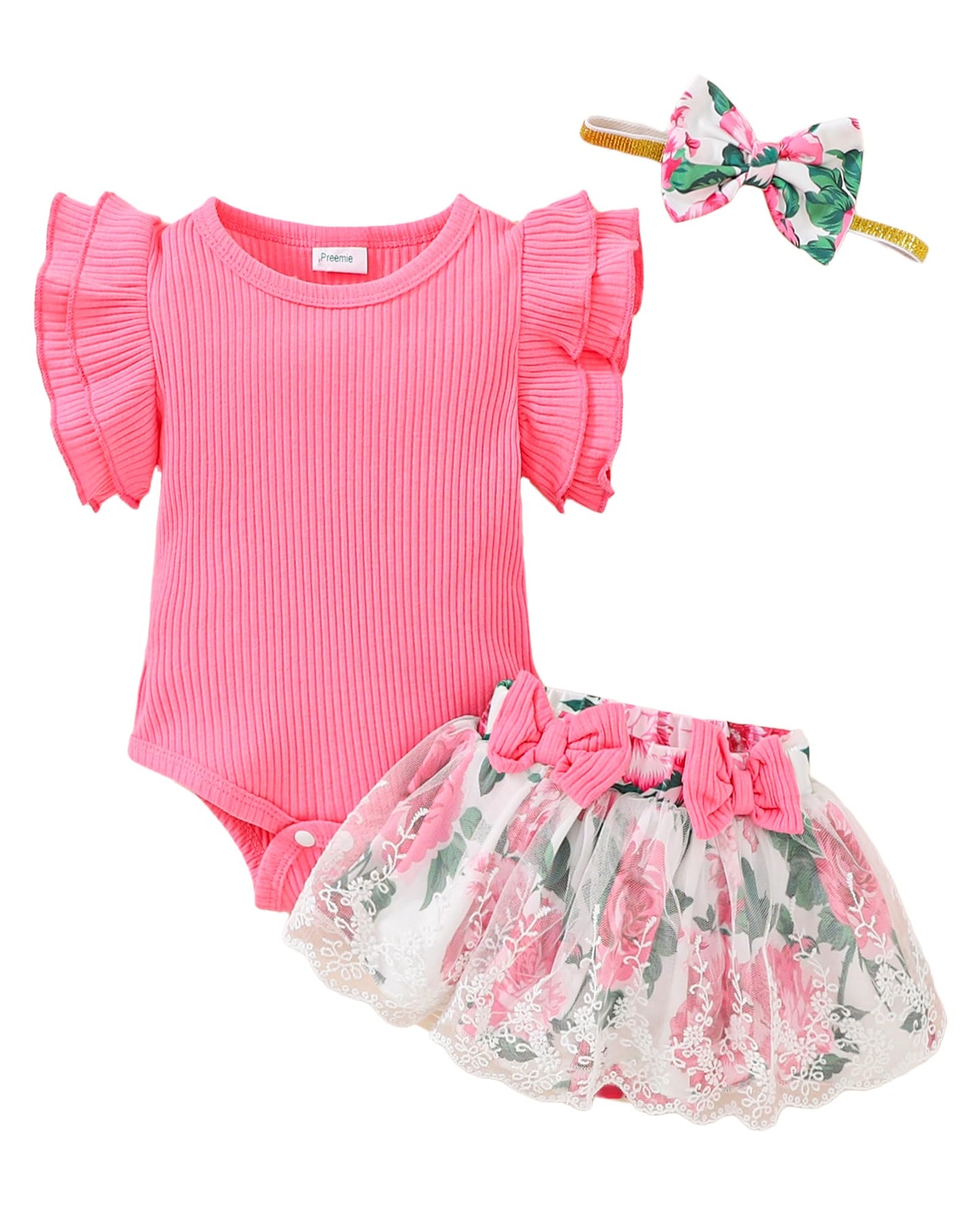 Mioglrie Preemie Clothes Girl Newborn Girl Outfits Infant Baby Girl Clothes Summer Romper Dress Shorts Set