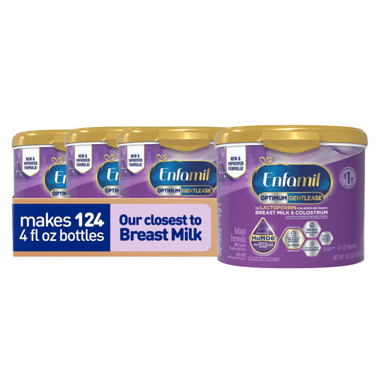 Enfamil Optimum Gentlease Baby Formula, Our Closest Formula to Breast Milk For Fussiness, Crying, Gas & Spit-up, Immune-Supporting Lactoferrin also found in Breast Milk, 19.5 Oz