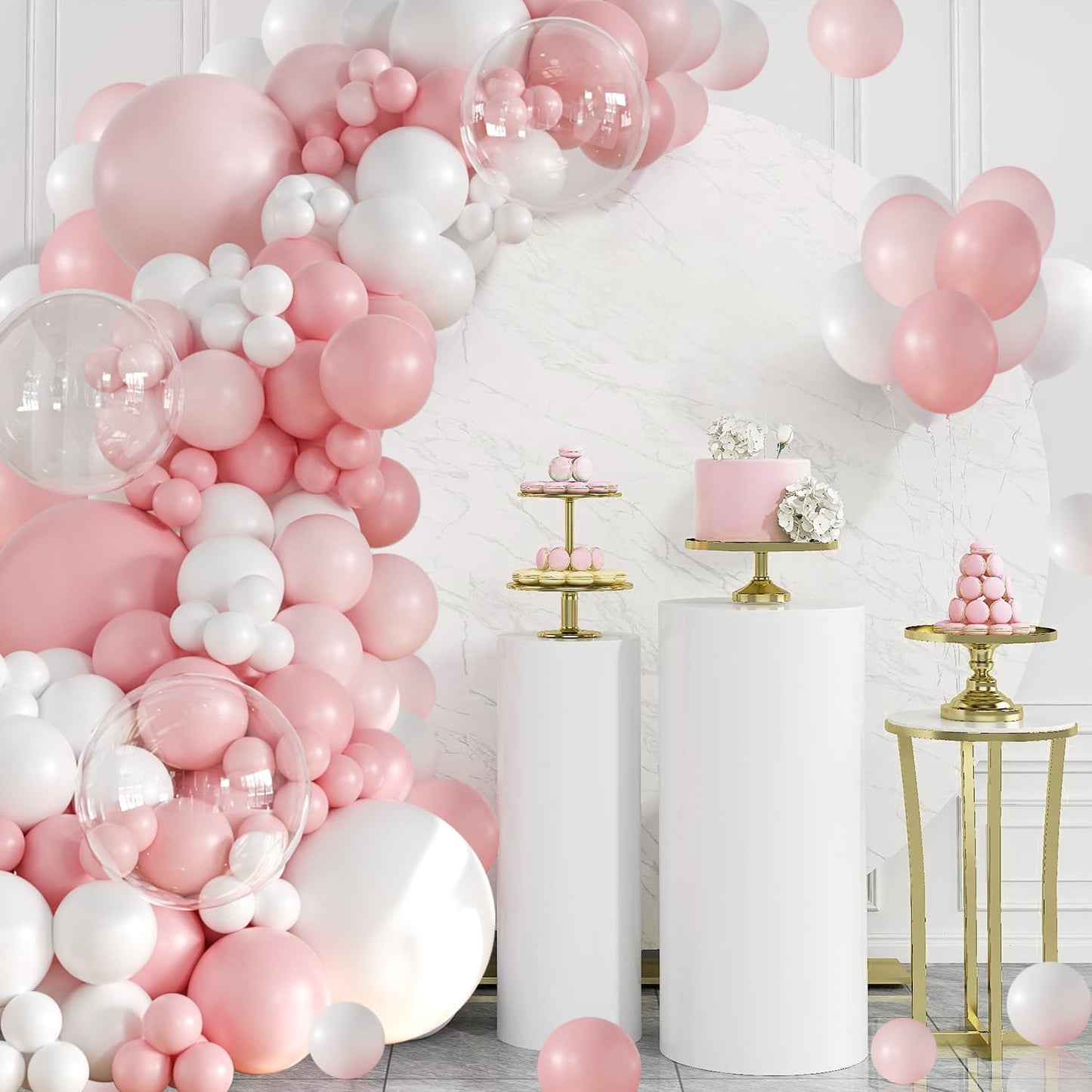 Dusty Blue Balloon Arch Kit 132Pcs Dusty Blue and White Balloon Arch Garland Kit Include Dusty Blue White Pastel Blue Clear Balloons for Birthday Wedding Baby Shower Bridal Party Decorations