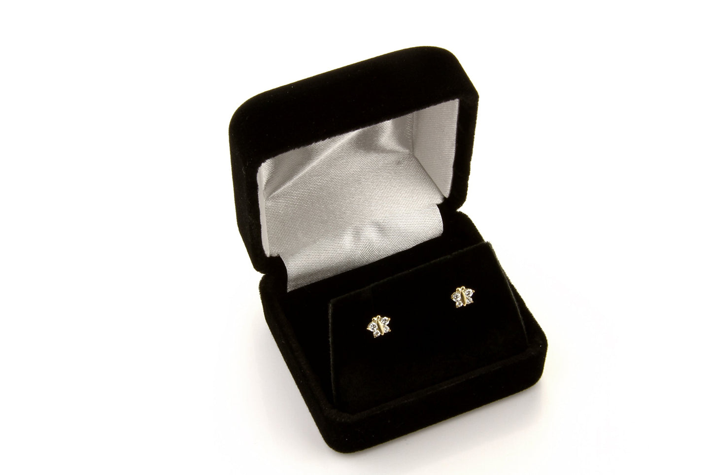 14k Yellow Gold Flower Stud Earrings with Screw Back - 12 Different Color Available