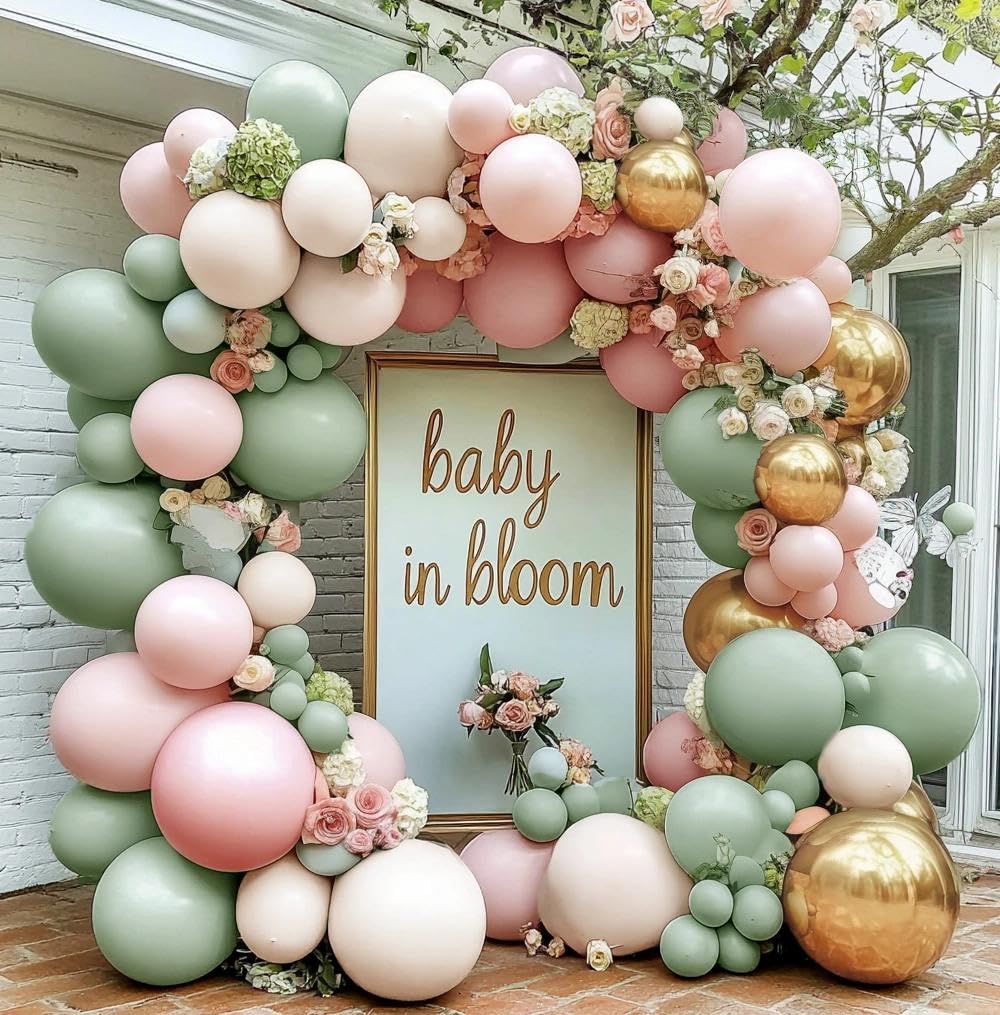 Dusty Pink Brown Balloon Garland Nude Tan Pink Rose Gold Metallic Double Stuffed Dusty Rose Mauve Blush Beige Balloon Arch Kit for Baby Shower Birthday Bridal Wedding Party Decoration