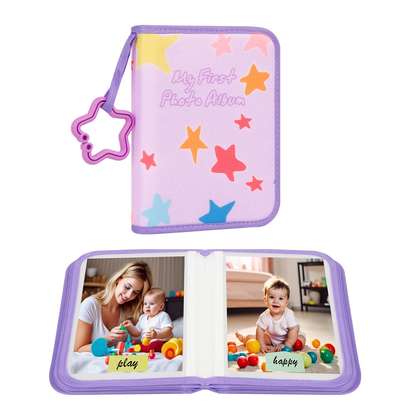 Baby's My First Photo Album for Baby Holds 21 4x6 Photos, Baby Photo Album Soft Cloth Family Book, My First Family Album for 4x6 Baby Shower Kids Toddlers Family Pictures, Toddler Photo Album (Blue)