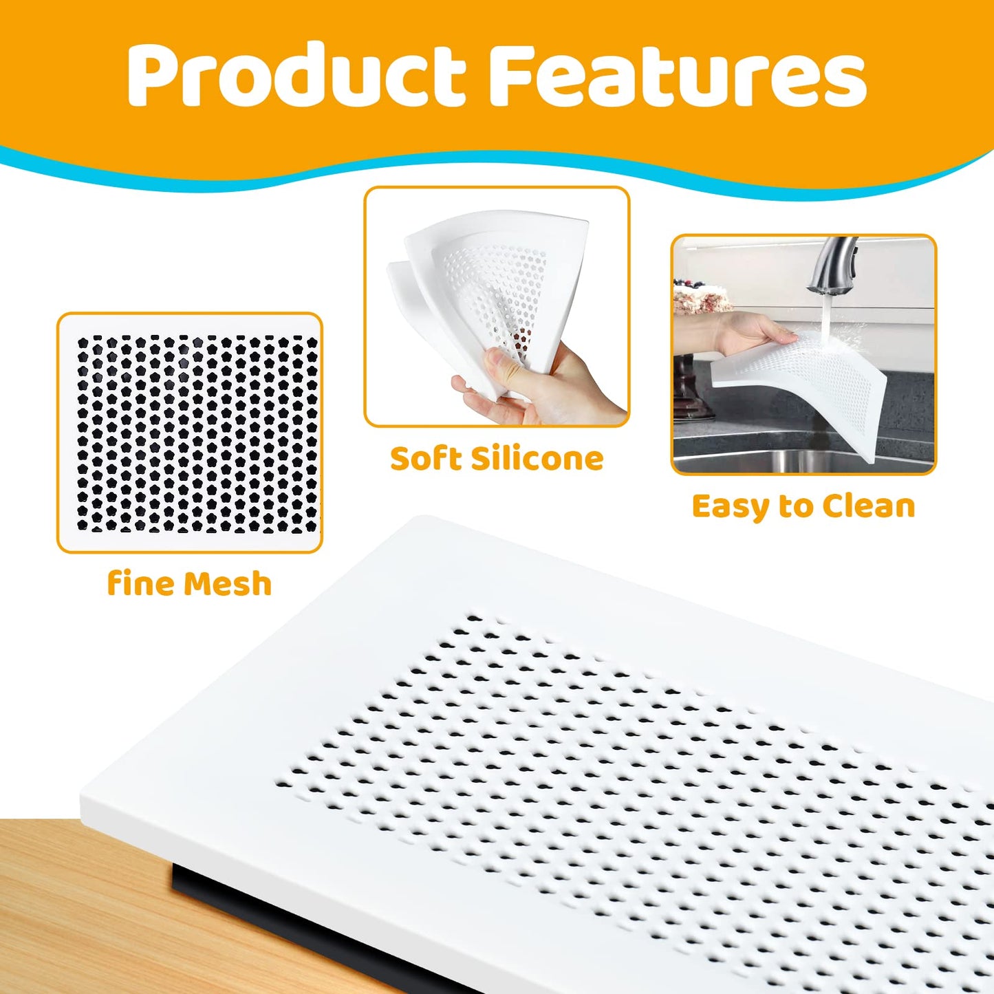 Orzbow Baby Proofing Soft Silicone Vent Cover for Home Wall/Ceiling/Floor Register,Child Proof Floor Air Vent Deflector Cover,Catches Debris Hair & Prevents Creepy Crawlies,Easy Install, Khaki,2 Pack