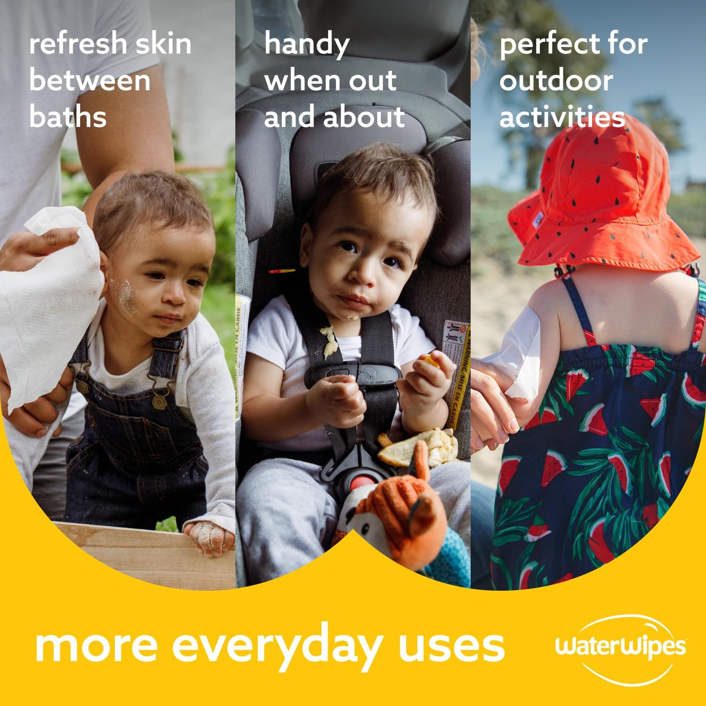 WaterWipes XL Bathing Wipes for Toddlers & Babies, 99.9% Water, 3-In-1 Cleans, Cares, Protects, Unscented & Hypoallergenic, 192 Count (12 Packs), Packaging May Vary