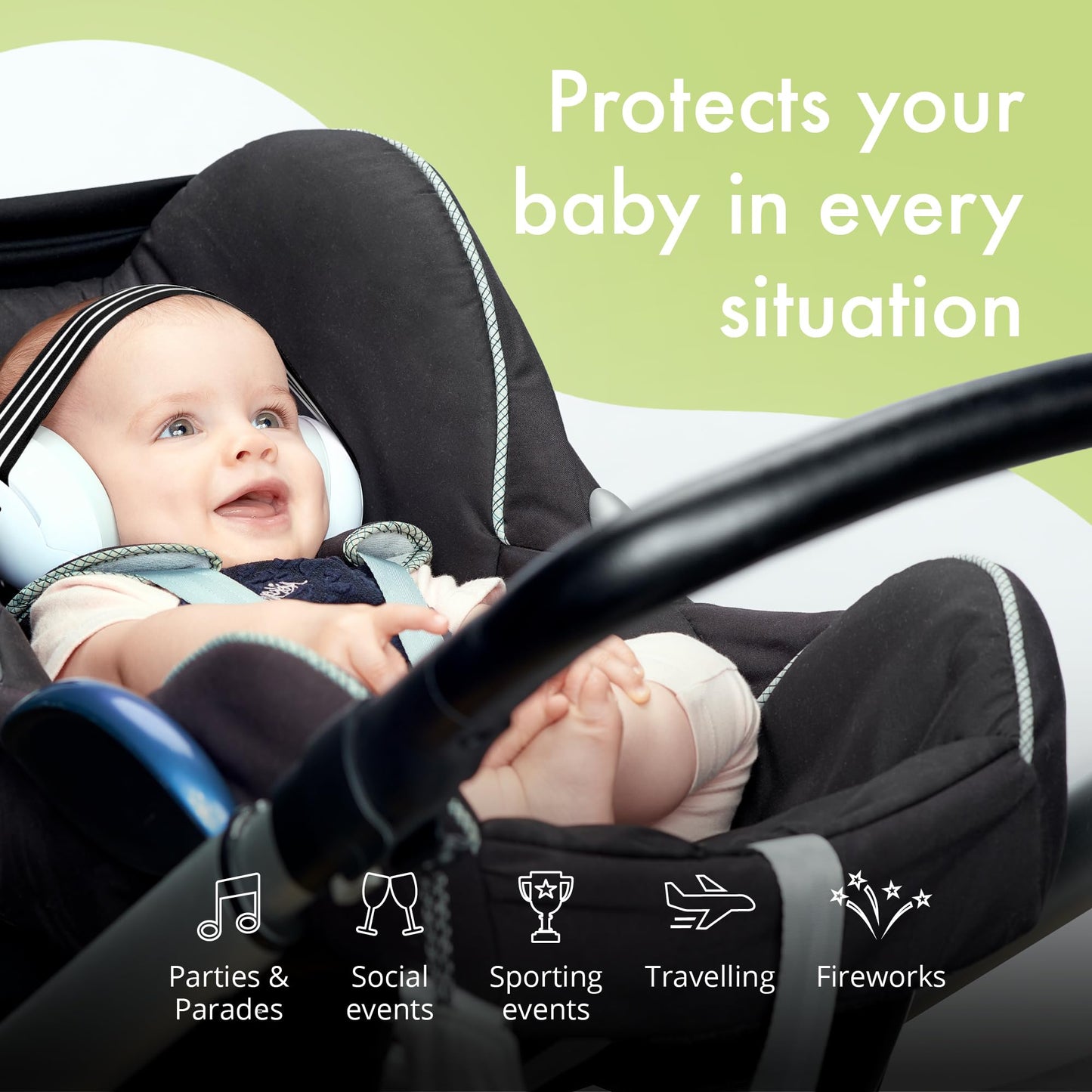 Alpine Muffy Baby Ear Protection for Babies and Toddlers up to 36 Months - CE & ANSI Certified - Noise Reduction Earmuffs - Comfortable Baby Headphones Against Hearing Damage & Improves Sleep - Green