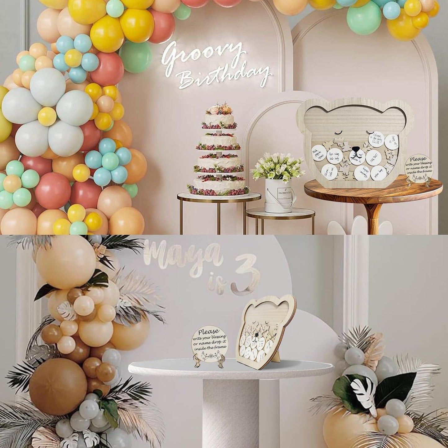 Baby Shower Guest Book Bear Style Baby Shower Decorations for 50 Guests with Pen, Newborn Party Gifts for Soon to Be Moms Baby Shower Guest Book Alternatives Set