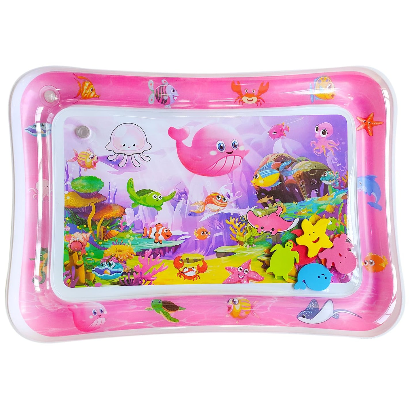 ZHUYNXIR Extra Big Infant Toys, Tummy time mats,Tummy time Toys, Baby Pink Water Play mat, Fun Early Development Activity Play Center for Newborn, Pink 39.5x31.5 in.