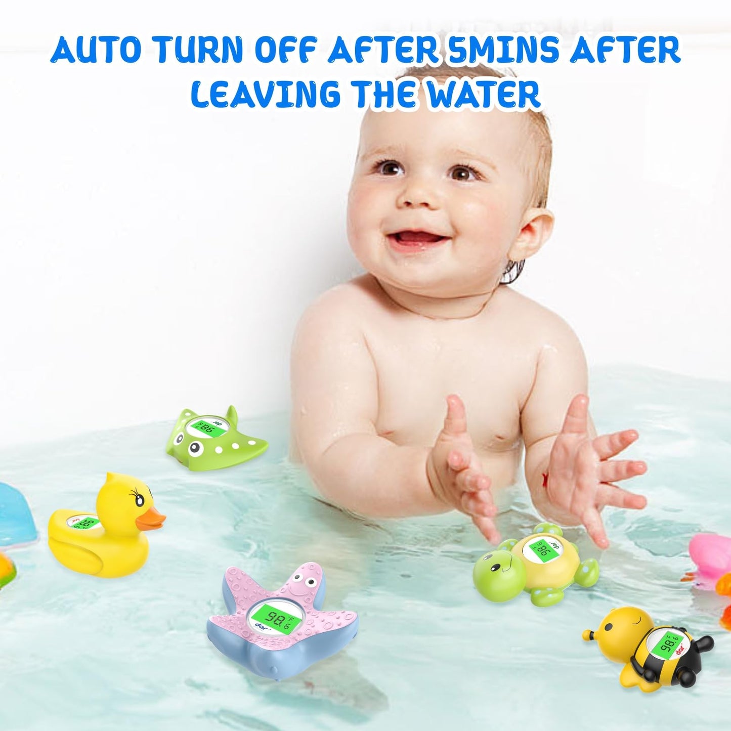 Baby Bath Thermometer, Digital Water Temperature Thermometers with 3 Color Backlit and Temperature Warning, Safety Bath Tube Thermometers Floating Toy for Infant, Toddler