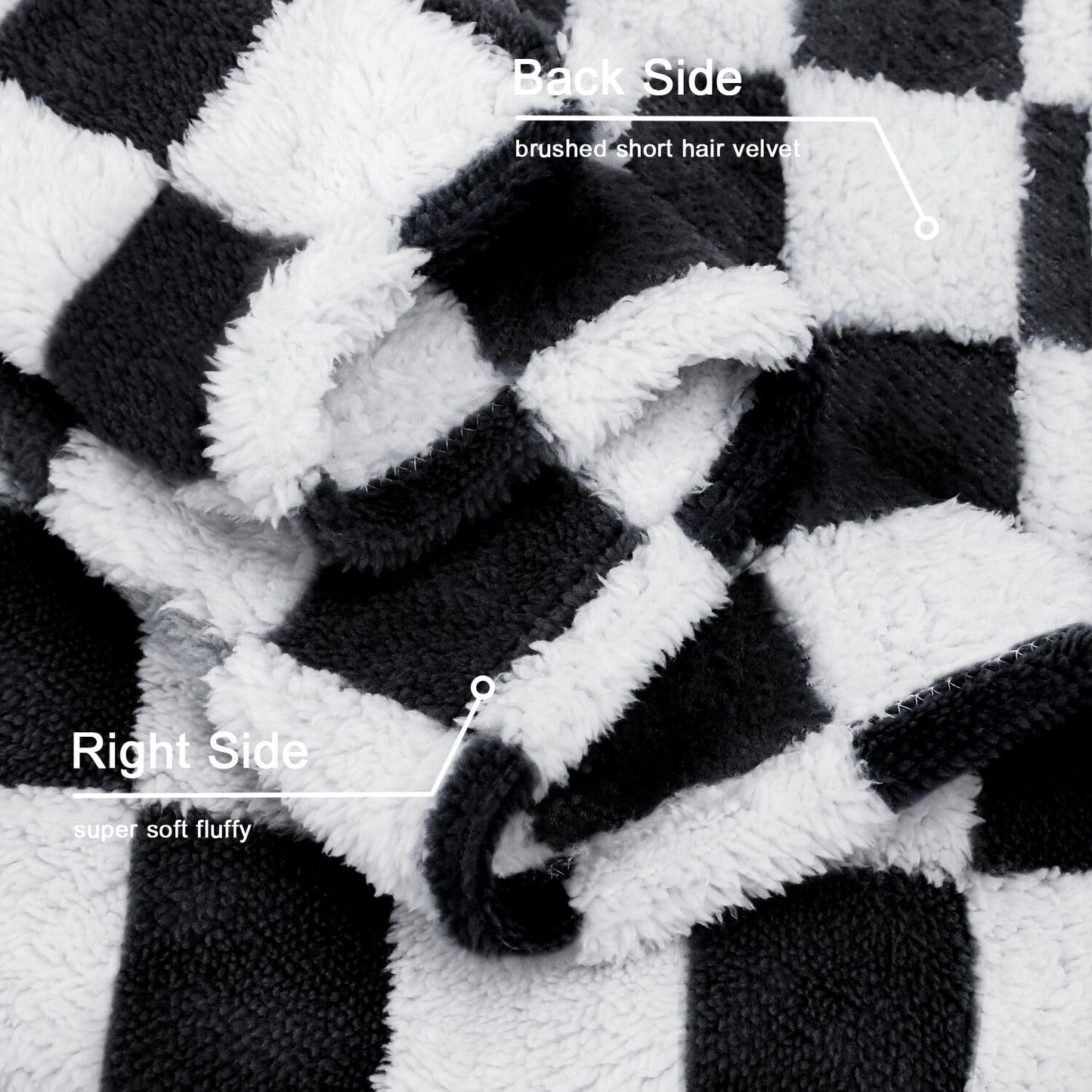 HOMRITAR Checkered Baby Blanket for Boy Girls Ultra Soft Fluffy Fuzzy Toddler Blankets with 3D Chessboard Grid Warmer Comfort Reversible Bed Blanket for Winter 350GSM Black 30 x 40 Inch
