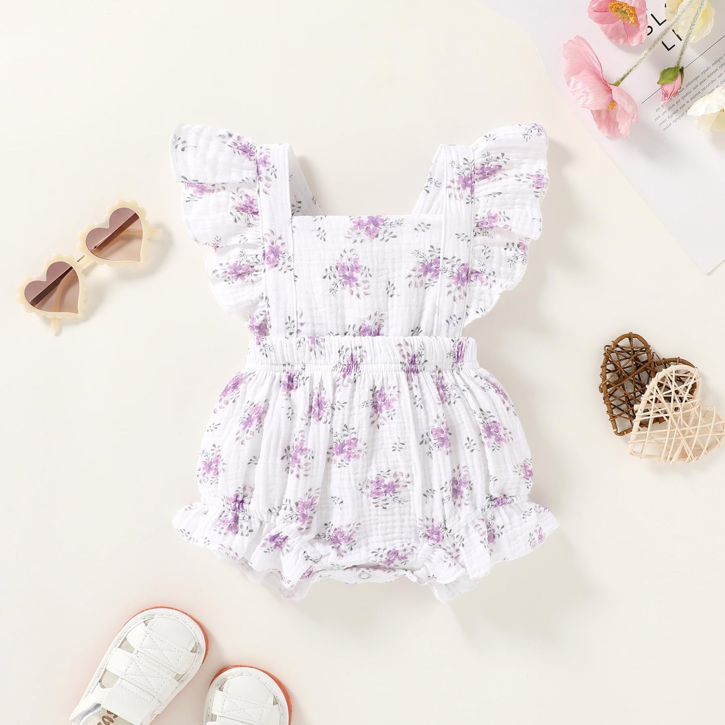 Happy Town Newborn Baby Girl Clothes Infant Summer Romper Sleeveless Floral Cute Outfits One Piece Jumpsuit Bodysuit