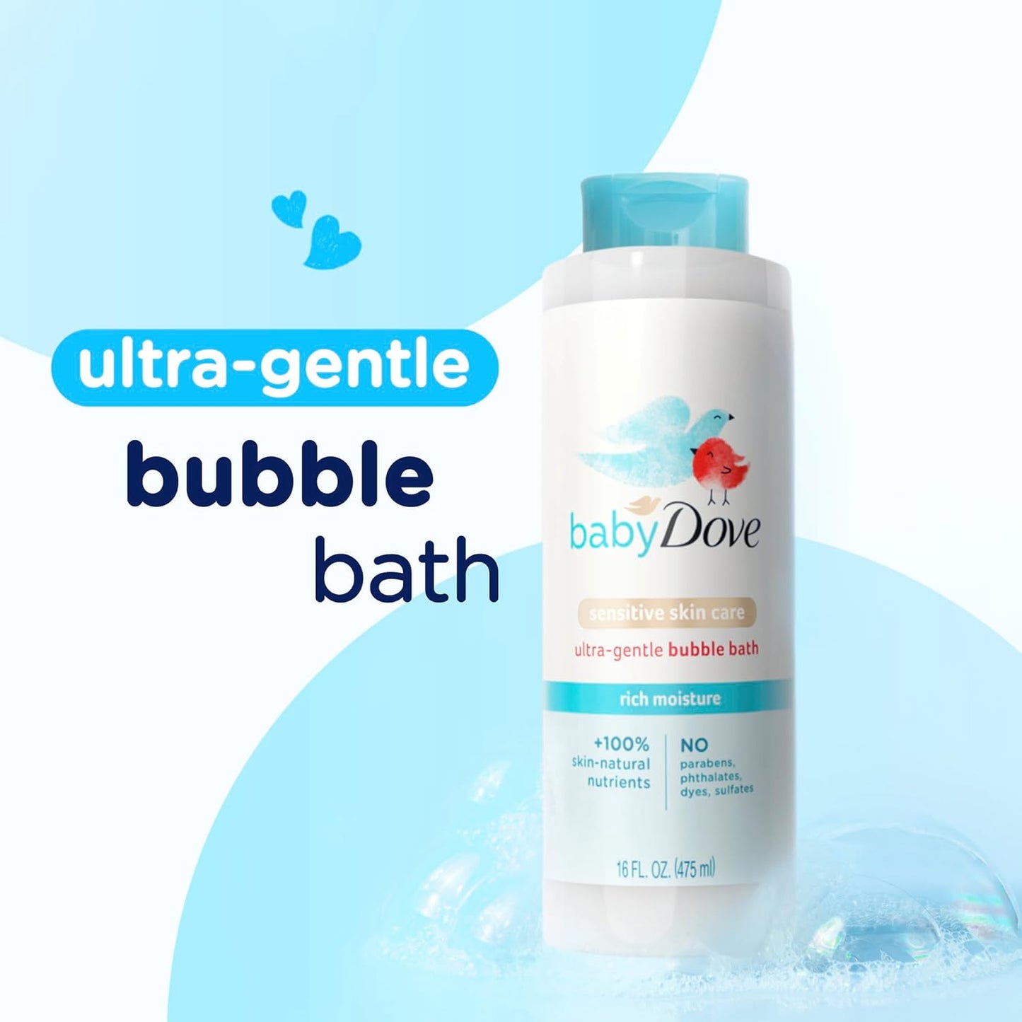 Baby Dove Bubble Bath Rich Moisture for nourished Skin and Bath time Fun Sensitive Skin Care with Skin-Natural nutrients 16 oz