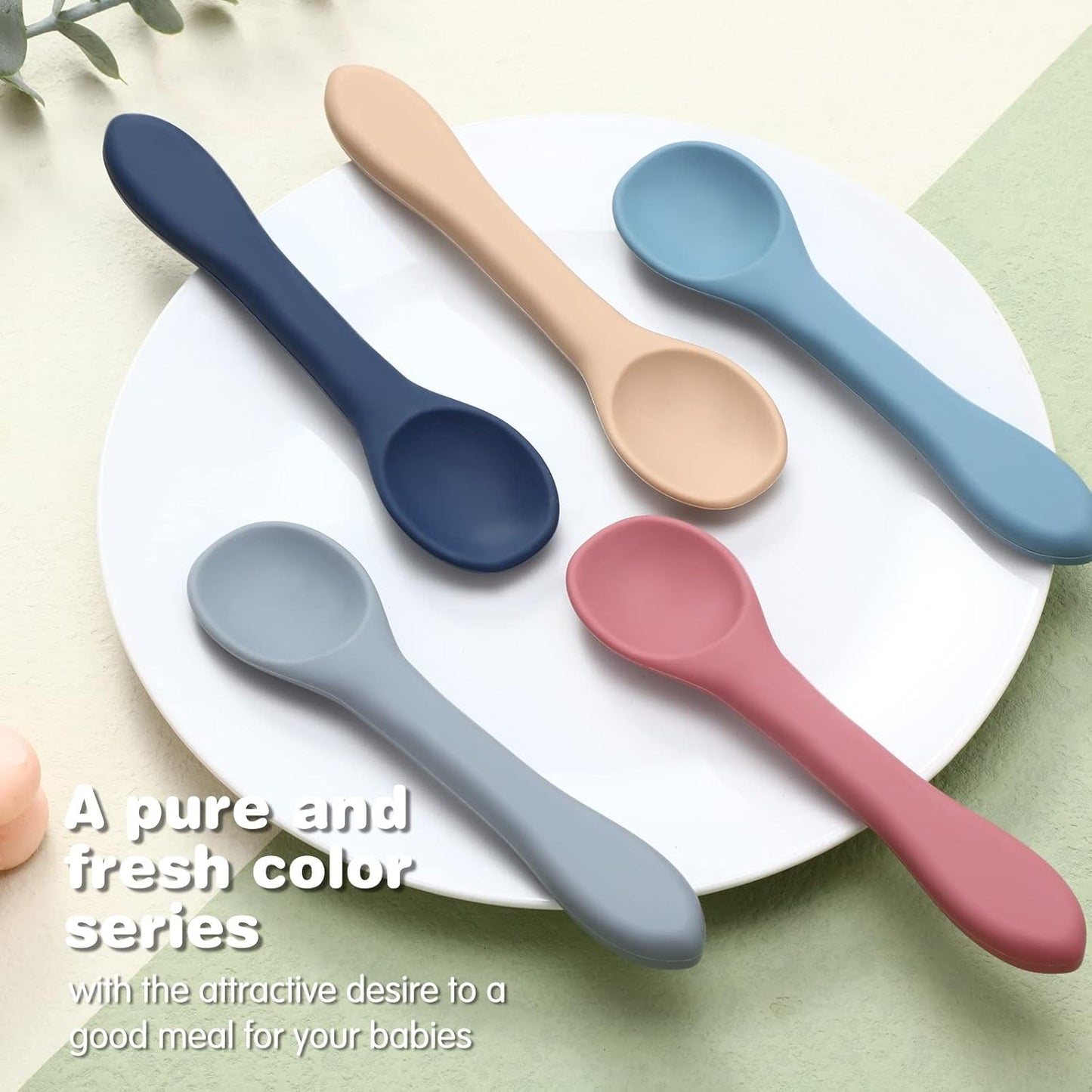5-Piece Silicone Baby Feeding Set - Soft, Bendable Spoons for Infants & Toddlers
