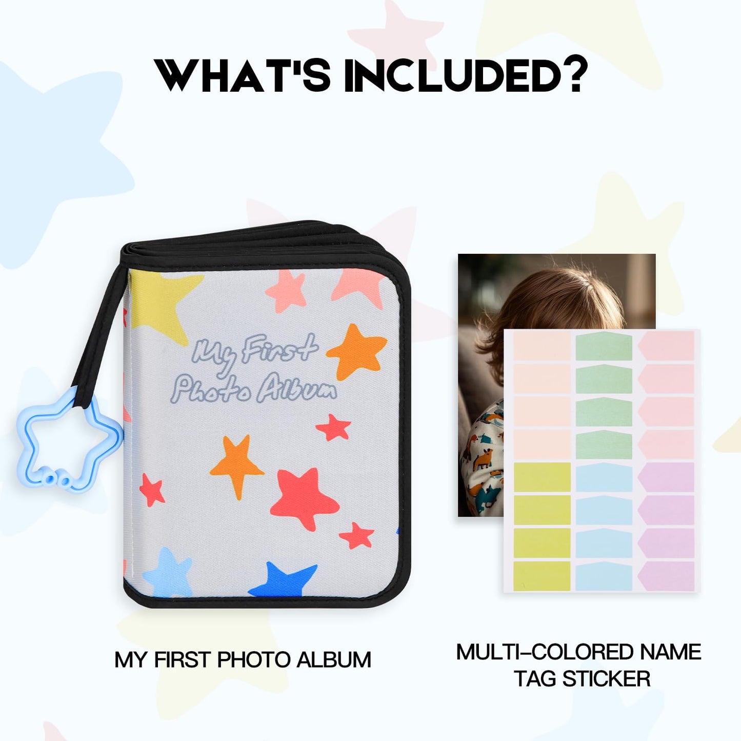 Baby's My First Photo Album for Baby Holds 21 4x6 Photos, Baby Photo Album Soft Cloth Family Book, My First Family Album for 4x6 Baby Shower Kids Toddlers Family Pictures, Toddler Photo Album (Blue)
