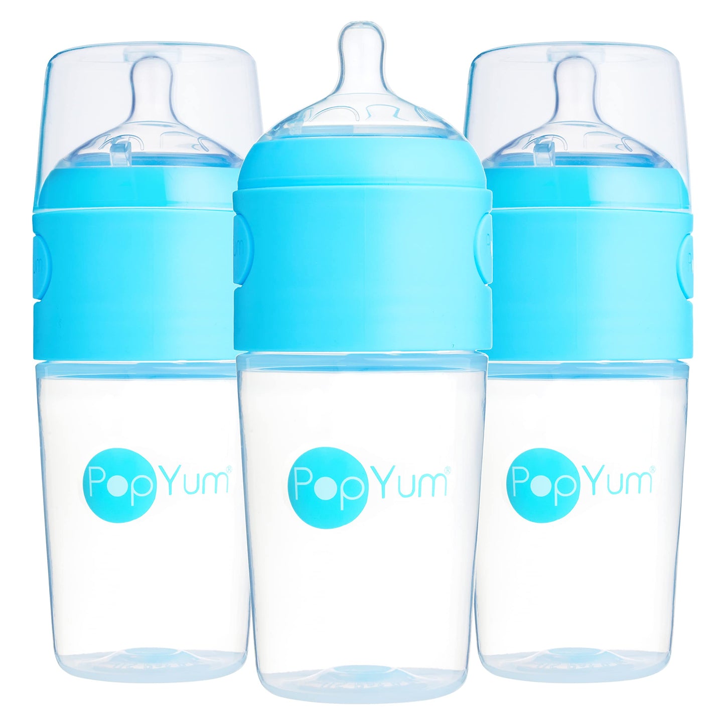 PopYum 9 oz Orange Anti-Colic Formula Making/Mixing/Dispenser Baby Bottle with #2 Medium Flow Nipple, 260 ml, BPA-Free, Natural Latch