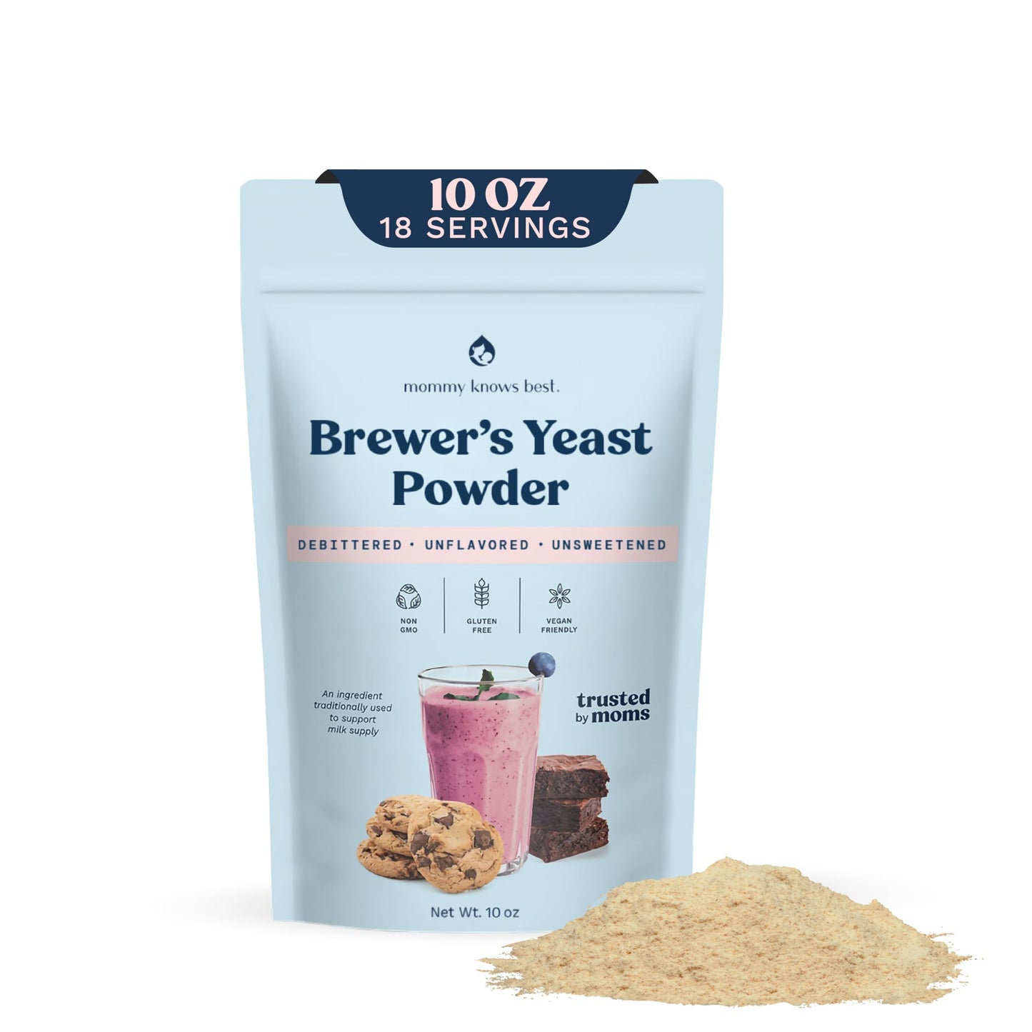 Mommy Knows Best Brewer's Yeast Powder for Breastfeeding Support, Gluten-Free, 15 oz