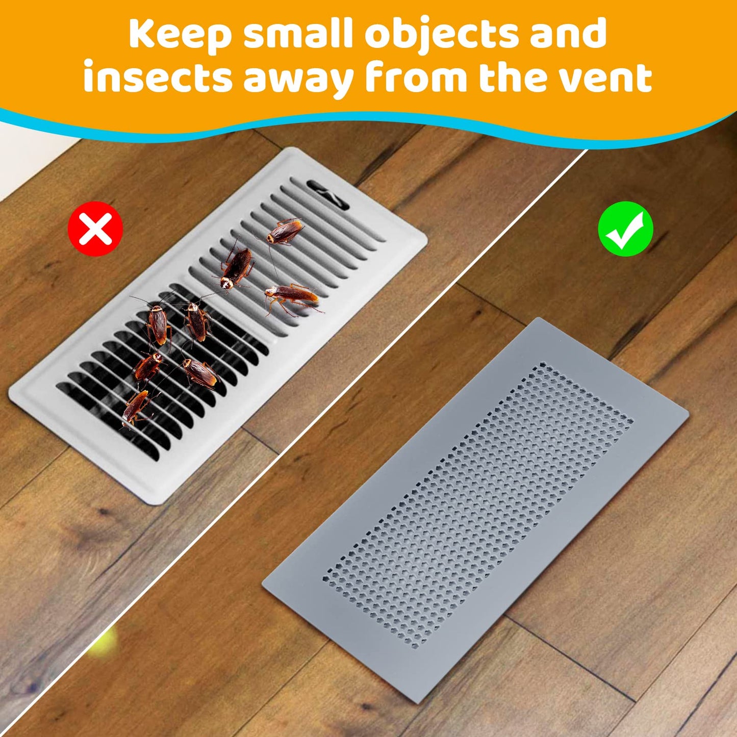 Orzbow Baby Proofing Soft Silicone Vent Cover for Home Wall/Ceiling/Floor Register,Child Proof Floor Air Vent Deflector Cover,Catches Debris Hair & Prevents Creepy Crawlies,Easy Install, Khaki,2 Pack