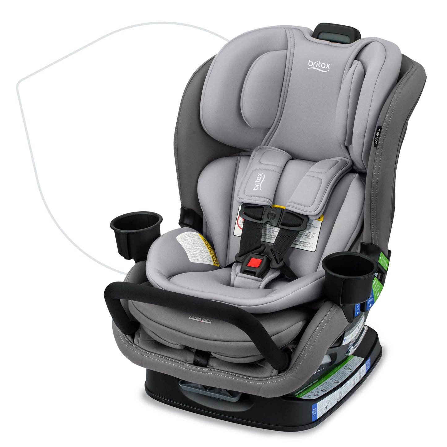Britax Poplar S Convertible Car Seat, 2-in-1 Car Seat with Slim 17-Inch Design, ClickTight Technology, Arctic Onyx