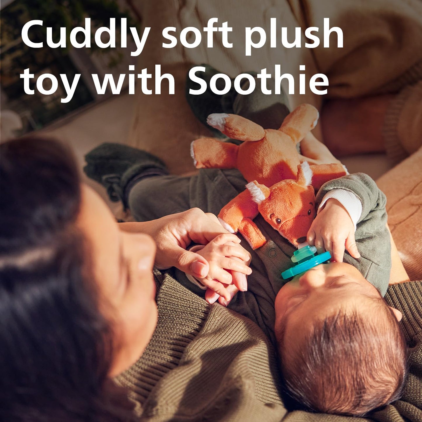 Philips AVENT Soothie Snuggle Pacifier Holder with Detachable Pacifier, 0m+, Giraffe, SCF347/01-1 Count (Pack of 1)
