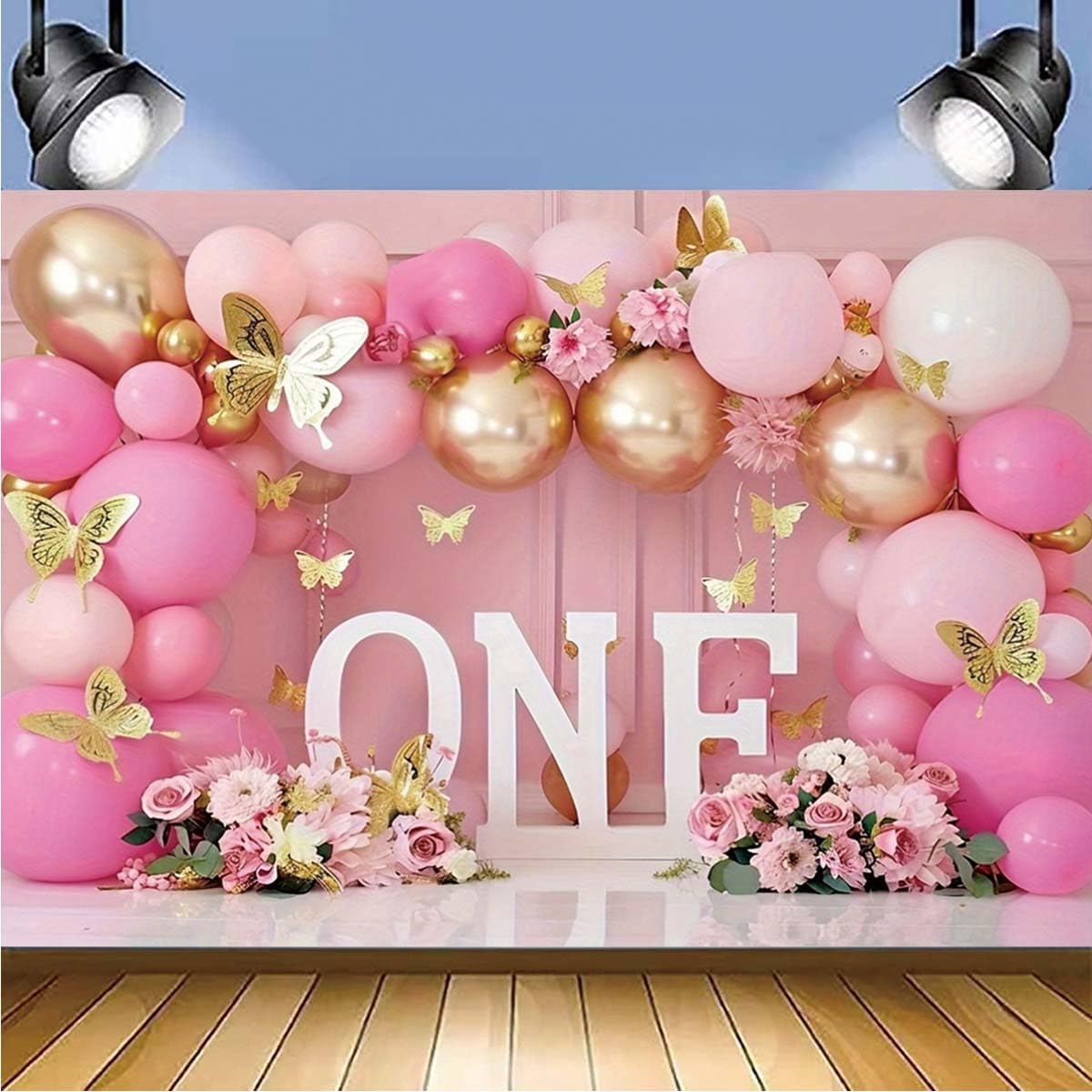 Pink Bear Hot Air Balloon Backdrop Girl Bear Balloons Baby Shower Background Girl 1st Birthday Party Banner Newborn Baby Shower Party Cake Table Decoration Photo Booth Props(Pink, 7x5ft)