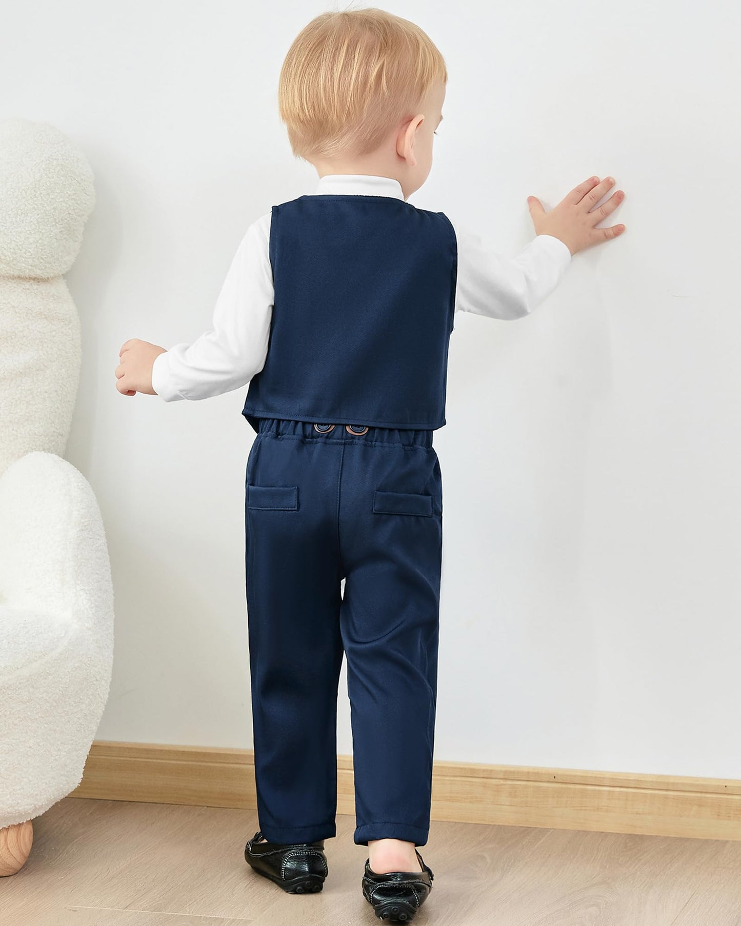 YUEMION Baby Boy Clothes Wedding Outfit Suits, 0-18 Months Infant Boy Gentleman Set, Dress Shirt+Vest+Suspender Pants+Bowtie