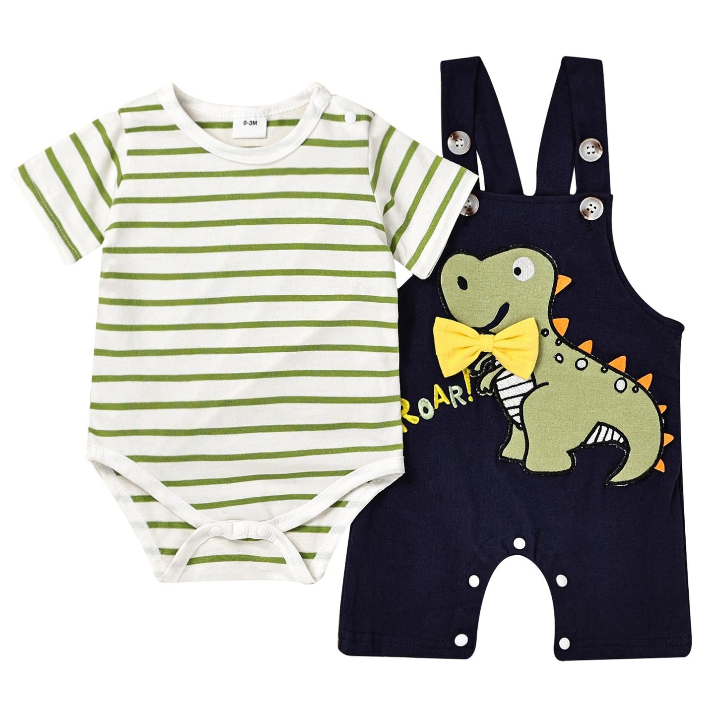 Baby Boy Clothes Newborn Outfits Stripe Romper Infant Cartoon Overall Adjustable Suspender Pants Set 0-18 Months