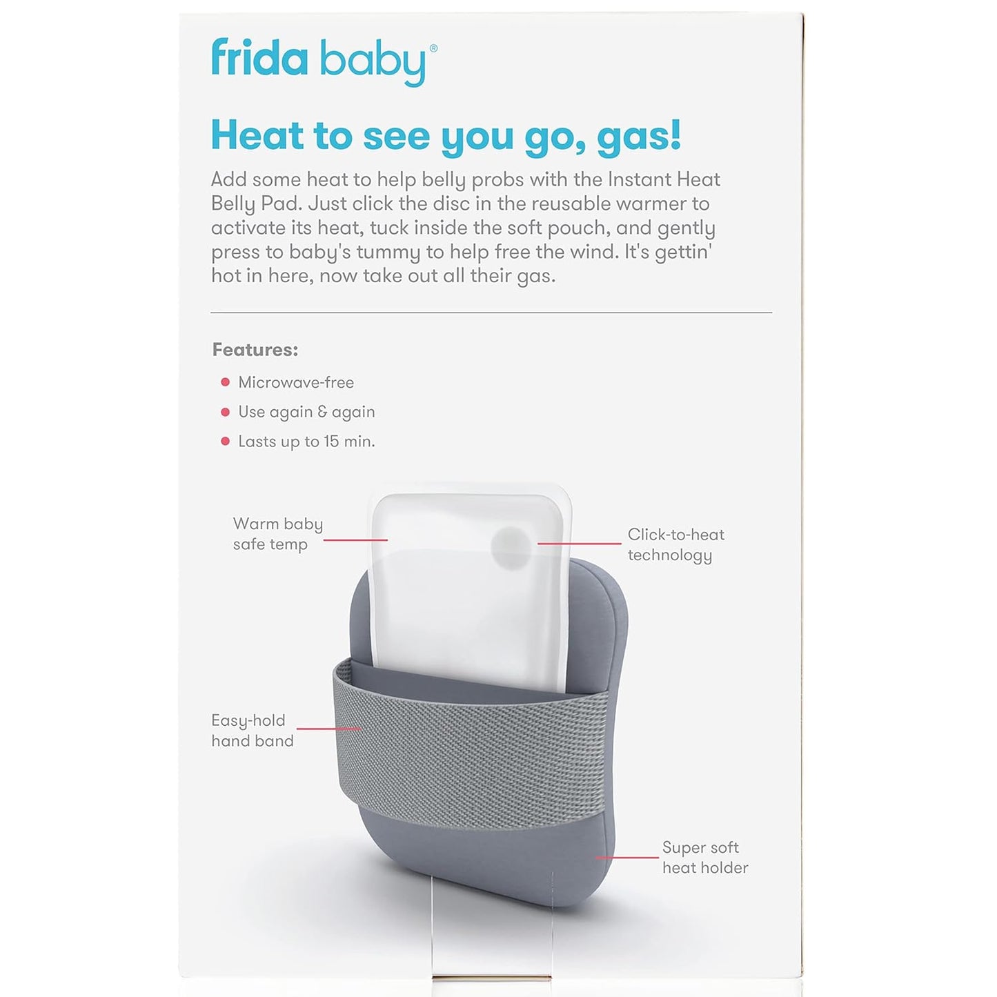 Frida Baby Gas + Colic Heating Pad for Natural Belly Relief | Gentle Heat to Relax + Soothe Bellies | Instant Tummy Warmer | Soothe Colic Discomfort