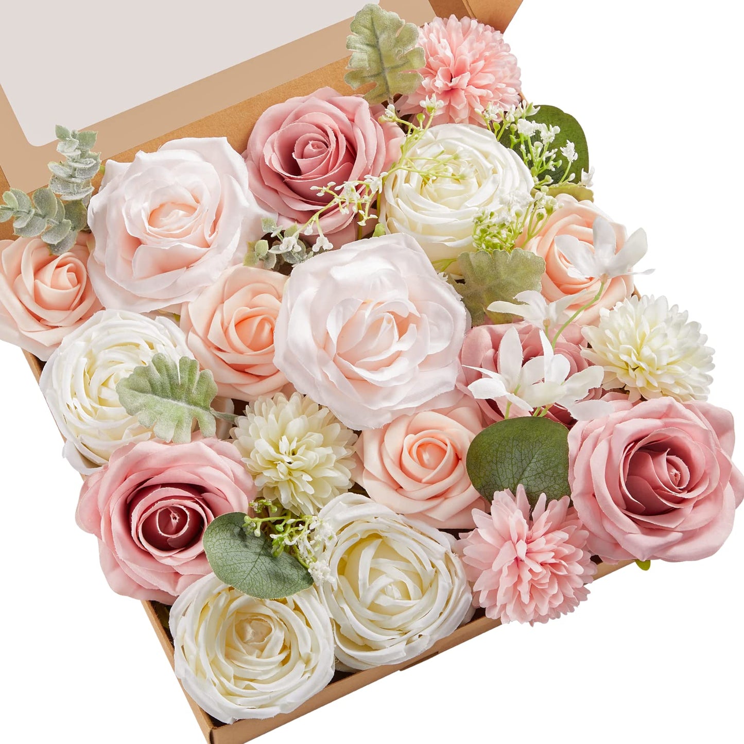 Serwalin Pink Artificial Flowers, Silk Fake Flowers for DIY Wedding Bridal Bouquets, Wedding Cake Flowers for Table Centerpieces Baby Shower Birthday Party Home Decorations