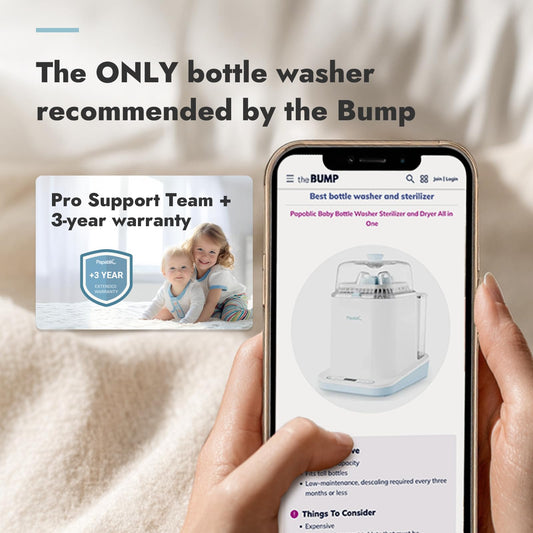 Papablic Bottle Washer Pro, Baby Bottle Washer & Sterilizer & Dryer, 4-in-1 Bottle Washer Sanitizer for Bottles, Pump Parts, & Baby Essentials - Quick & Clean with 60 Detergent Tablets