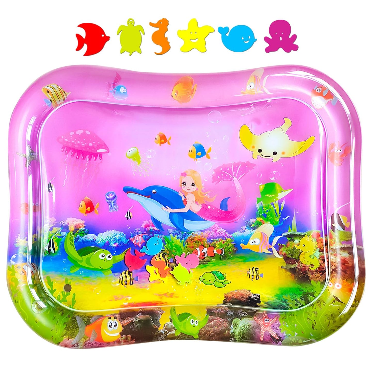ZHUYNXIR Extra Big Infant Toys, Tummy time mats,Tummy time Toys, Baby Pink Water Play mat, Fun Early Development Activity Play Center for Newborn, Pink 39.5x31.5 in.
