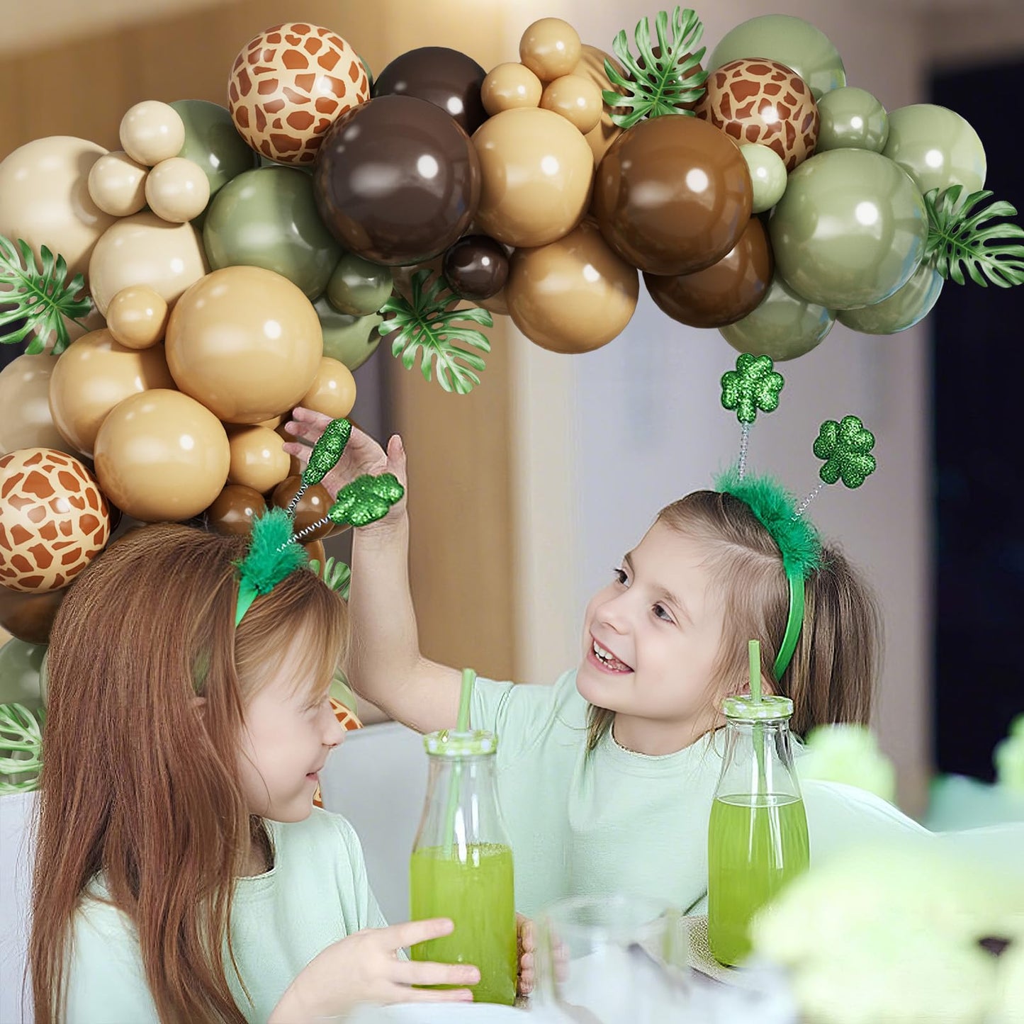 Dusty Blue Sage Green Balloon Arch Kit Slate Fog Blue Pastel Green White Sand Beige Gold Balloons Garland for Jungle Safari Birthday Baby Shower Wedding Party Decorations