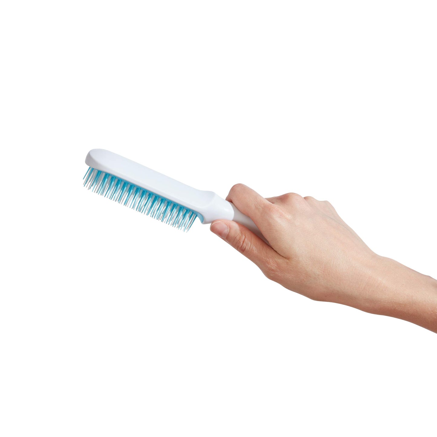 Frida Baby Thick or Curly Hair Detangler Brush for Kids, Toddler Hairbrush Detangles Knots Without Tears or Breakage, Comb Teeth and Bristle Design, White/Blue ,1 Count