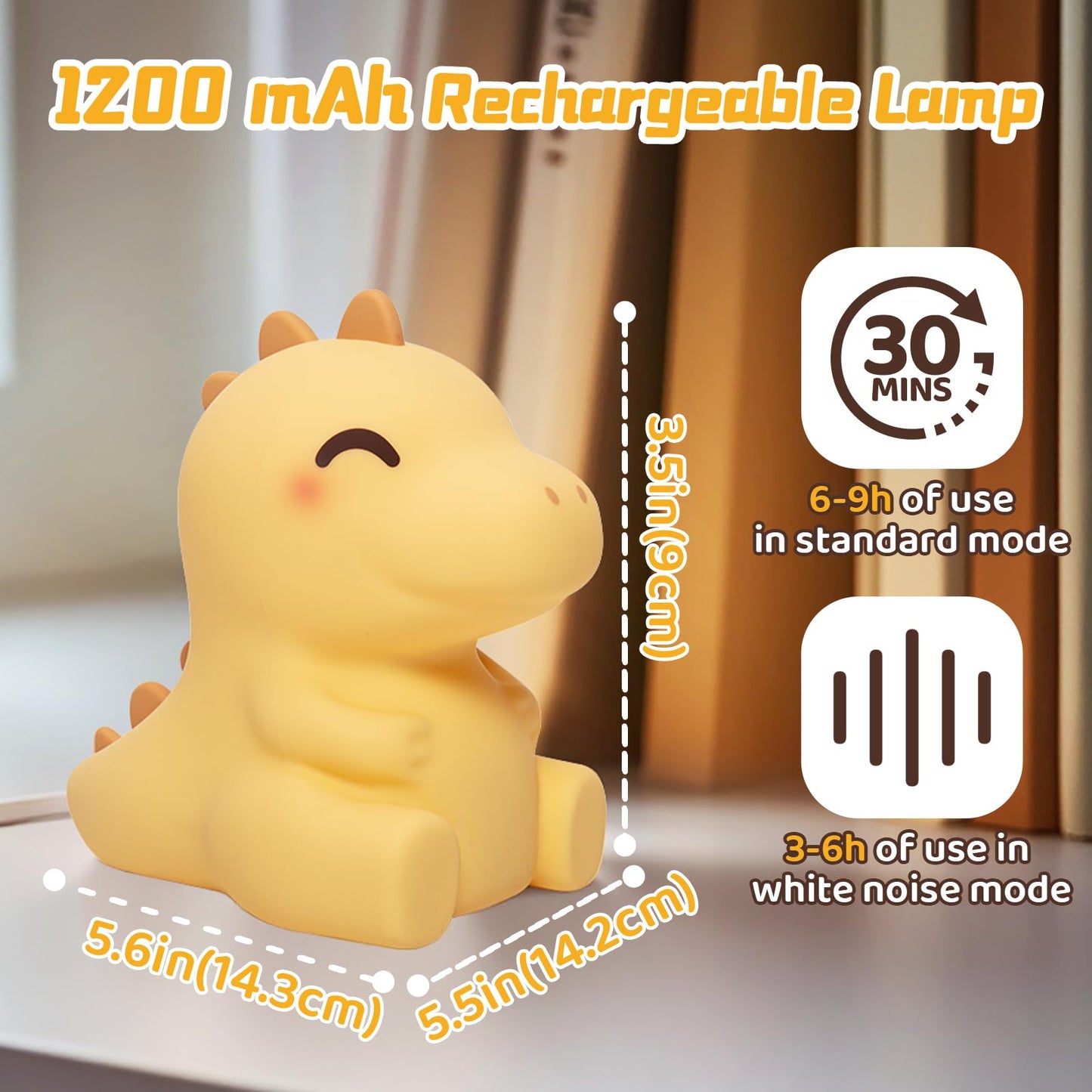 Huggwaii Squishy Axolotl Night Light for Kids – Dimmable Silicone Axolotl Lamp, 2025 Upgraded Baby Night Light, Rechargeable, 20H Battery Life, Sleep Aid Gift for Toddlers, Girls&Room Decor