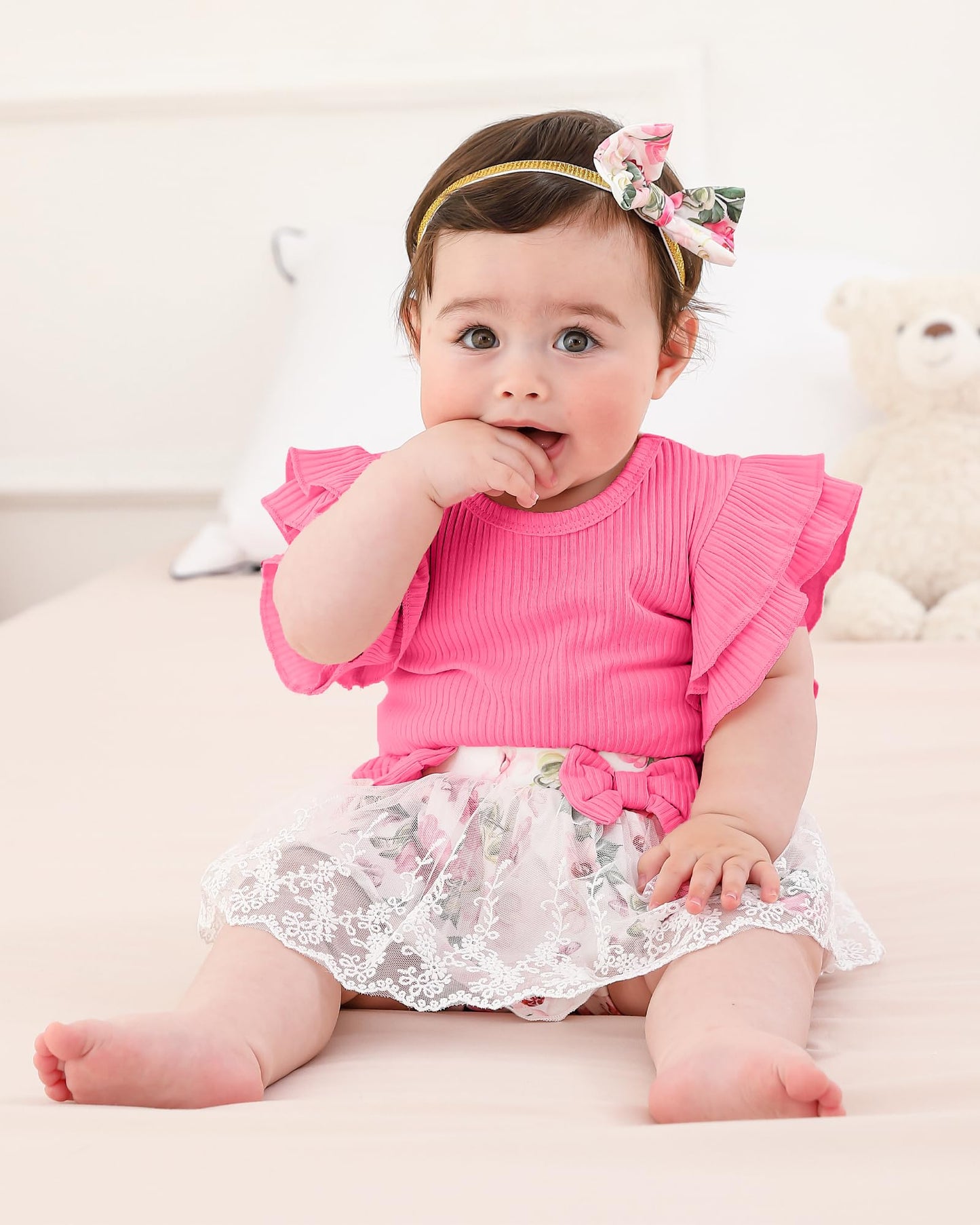 Mioglrie Preemie Clothes Girl Newborn Girl Outfits Infant Baby Girl Clothes Summer Romper Dress Shorts Set