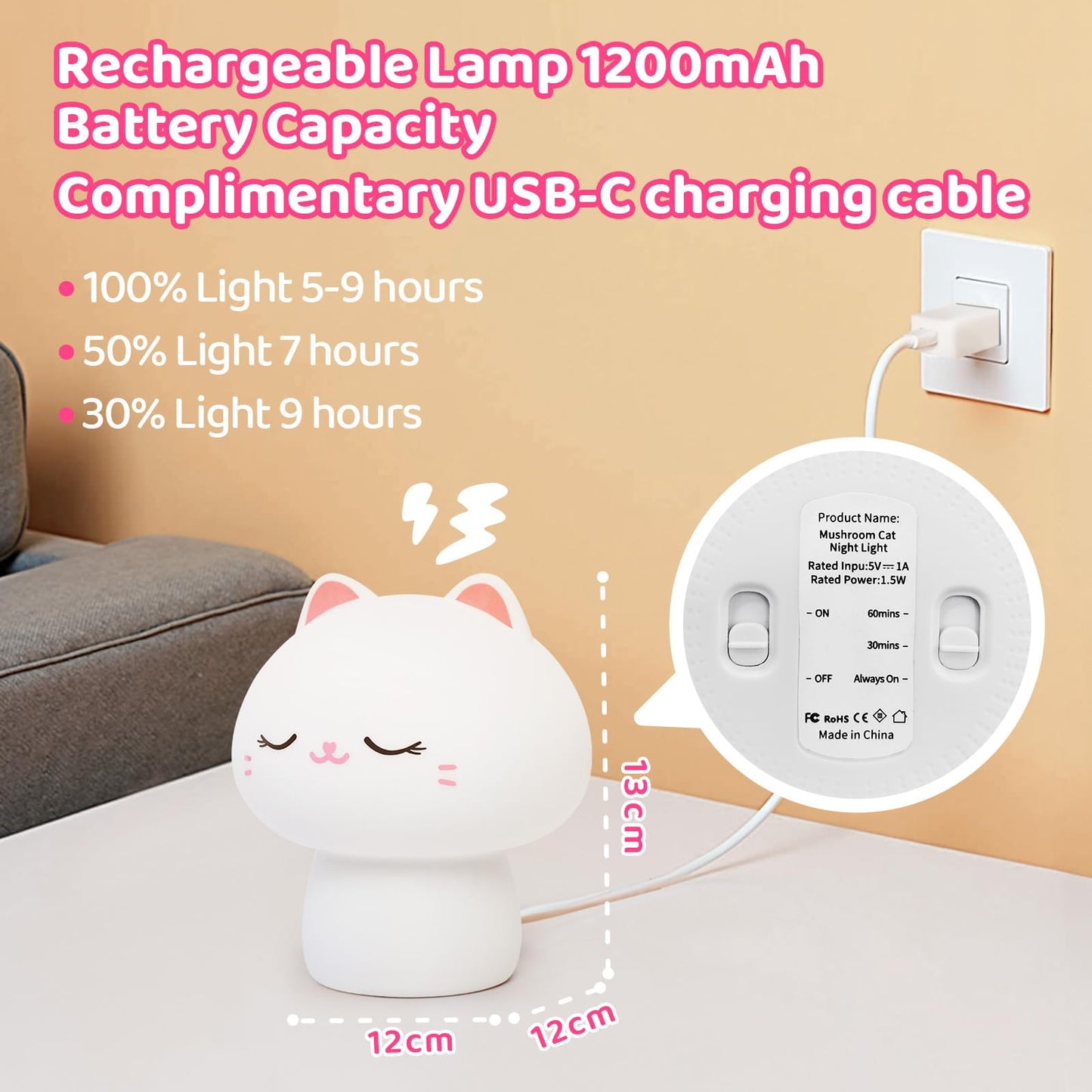 Huggwaii Squishy Axolotl Night Light for Kids – Dimmable Silicone Axolotl Lamp, 2025 Upgraded Baby Night Light, Rechargeable, 20H Battery Life, Sleep Aid Gift for Toddlers, Girls&Room Decor