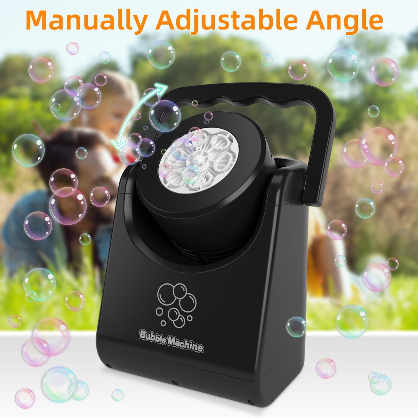 Bubble Machine for Kids Toddlers,Automatic Bubble Blower,Portable Adjustable Angle Bubble Maker,Bubbles Toy for 3 4 5 6 7 Year Old Boy Girl,Outdoor Party Birthday Easter Baskets Stuffers Gifts White