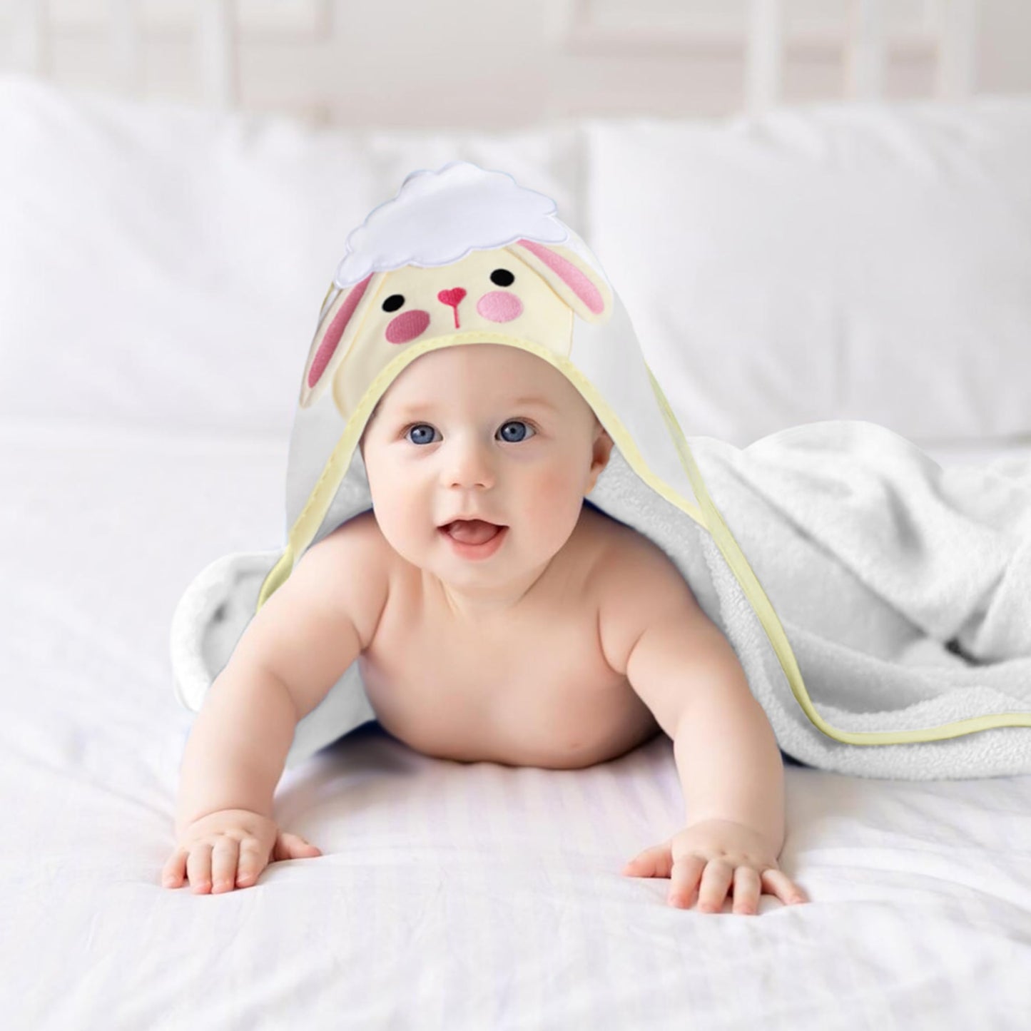 Mother's Choice Baby Hooded Towel - Large 33x33 Inch, 100% Cotton, Ultra-Soft & Absorbent Bath Towel for Newborns, Infants, Boys & Girls (Butterfly)