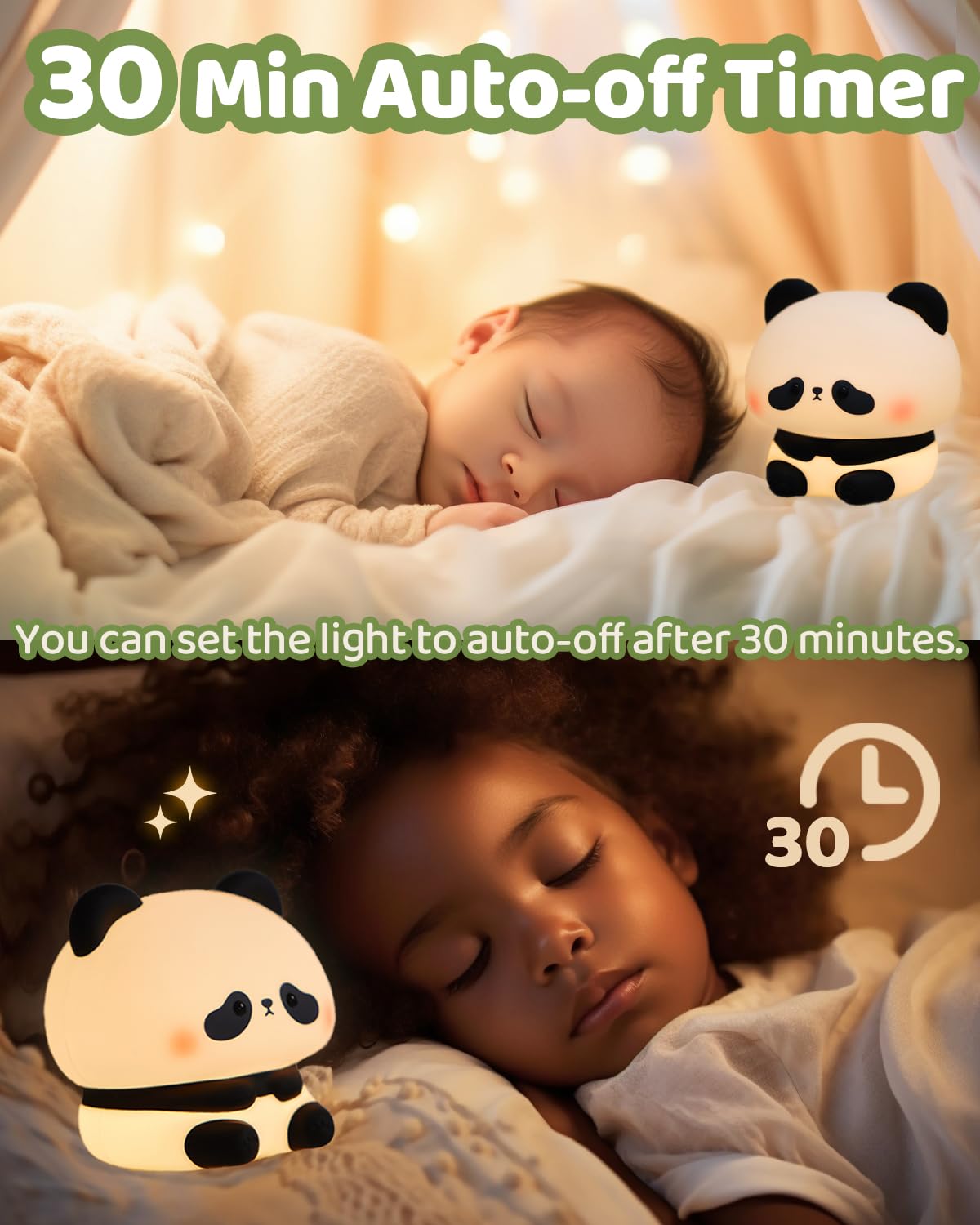 Panda Night Light, Cute Squishy Dimmable Lamp for Kids, Toddler and Baby Room, Bedroom Light
