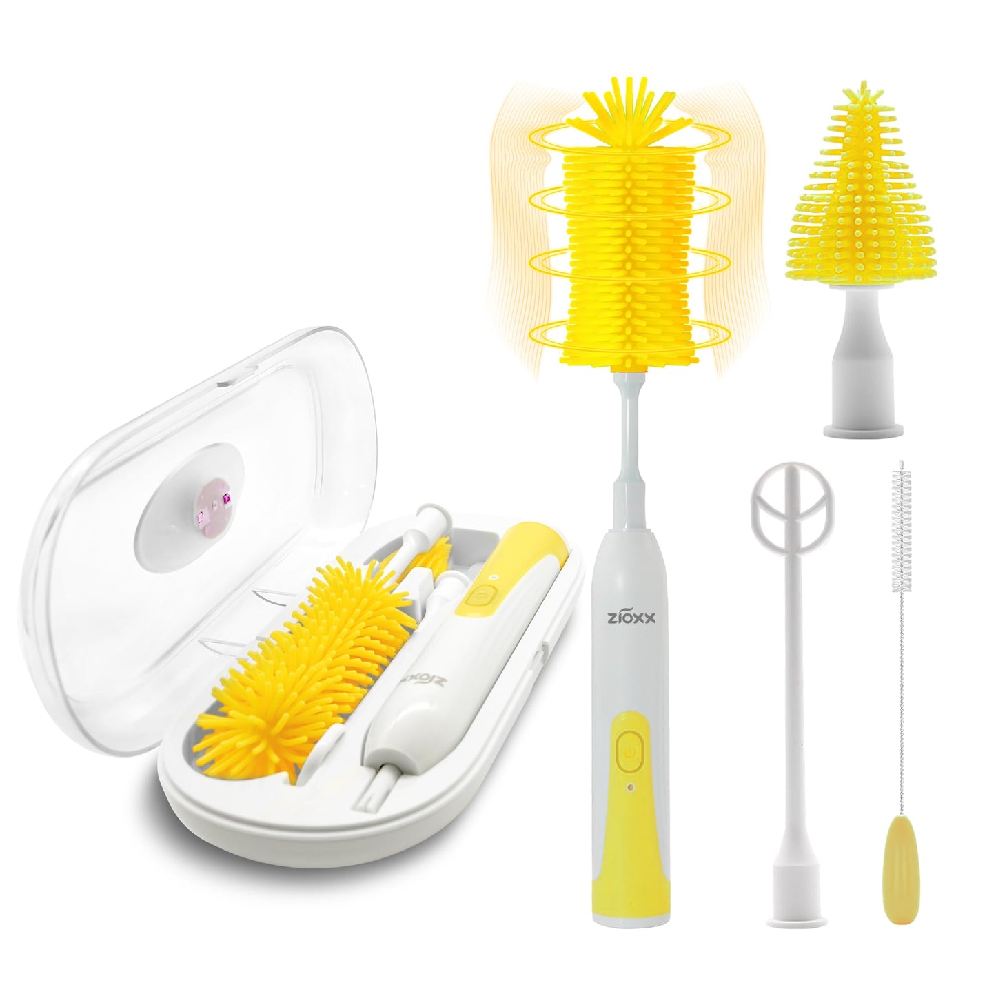 Electric Bottle Brush Cleaner New Upgrade, Portable Electric Baby Bottle Brush Cleaner for Travel, Travel Bottle Cleaner Kit with Nipple & Straw Brush, Perfect Mom Essentials After Birth Gift, Green