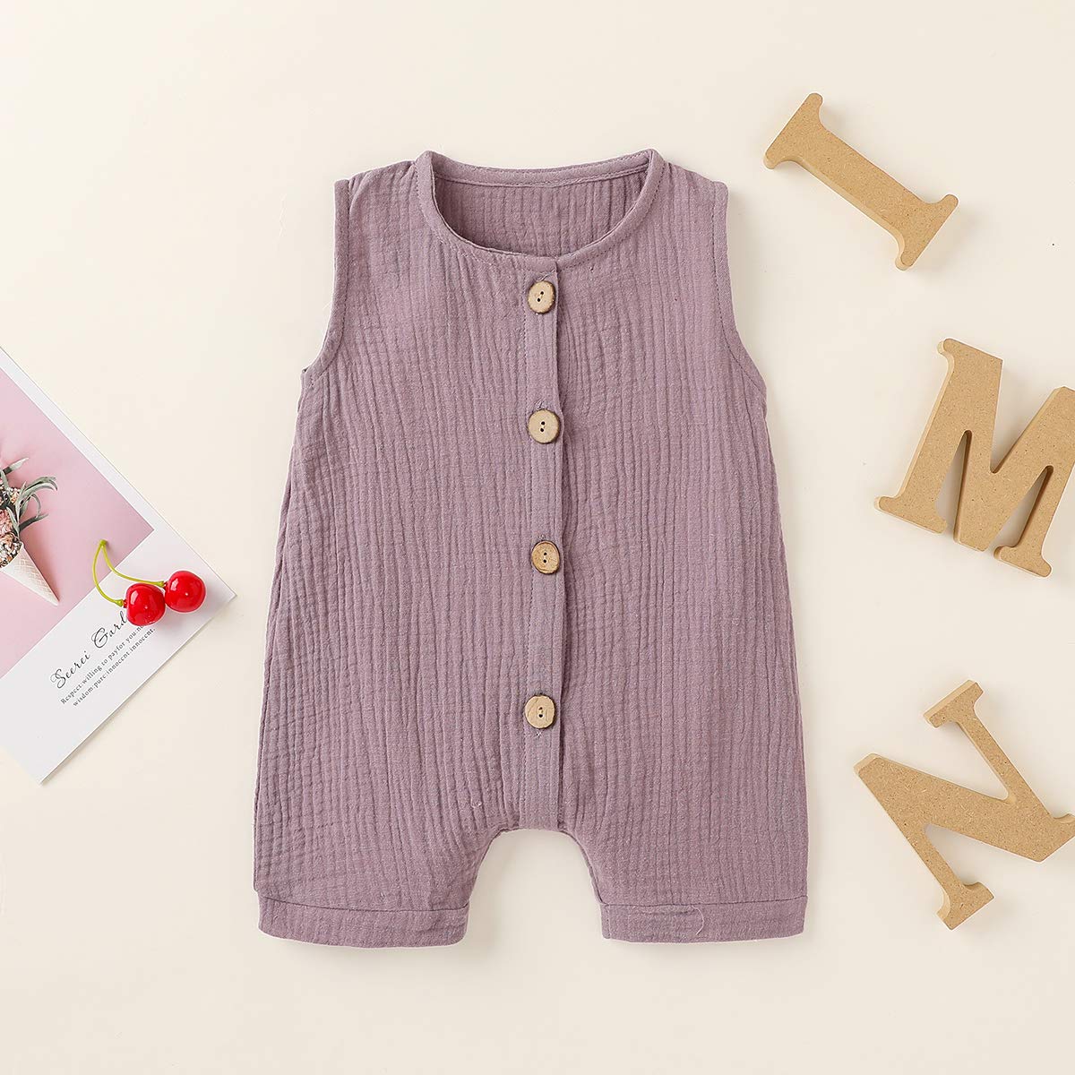 Infant Newborn Baby Boys Girls Cotton Linen Romper Summer Jumpsuit Sleeveless Overalls Clothing Set