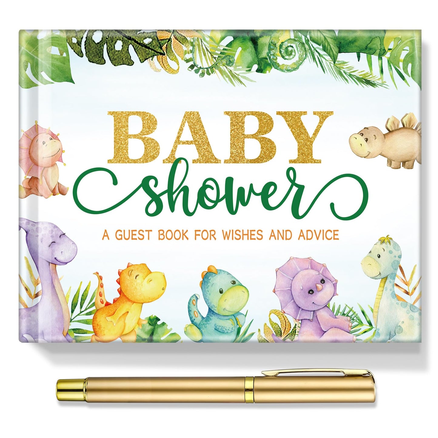 27 Pcs Butterfly Floral Baby Shower Guest Book Set Baby Shower Sign in Guest Floral Book Place Table Cards with Gold Pen Adhesive Photo Corner for Birthday Party