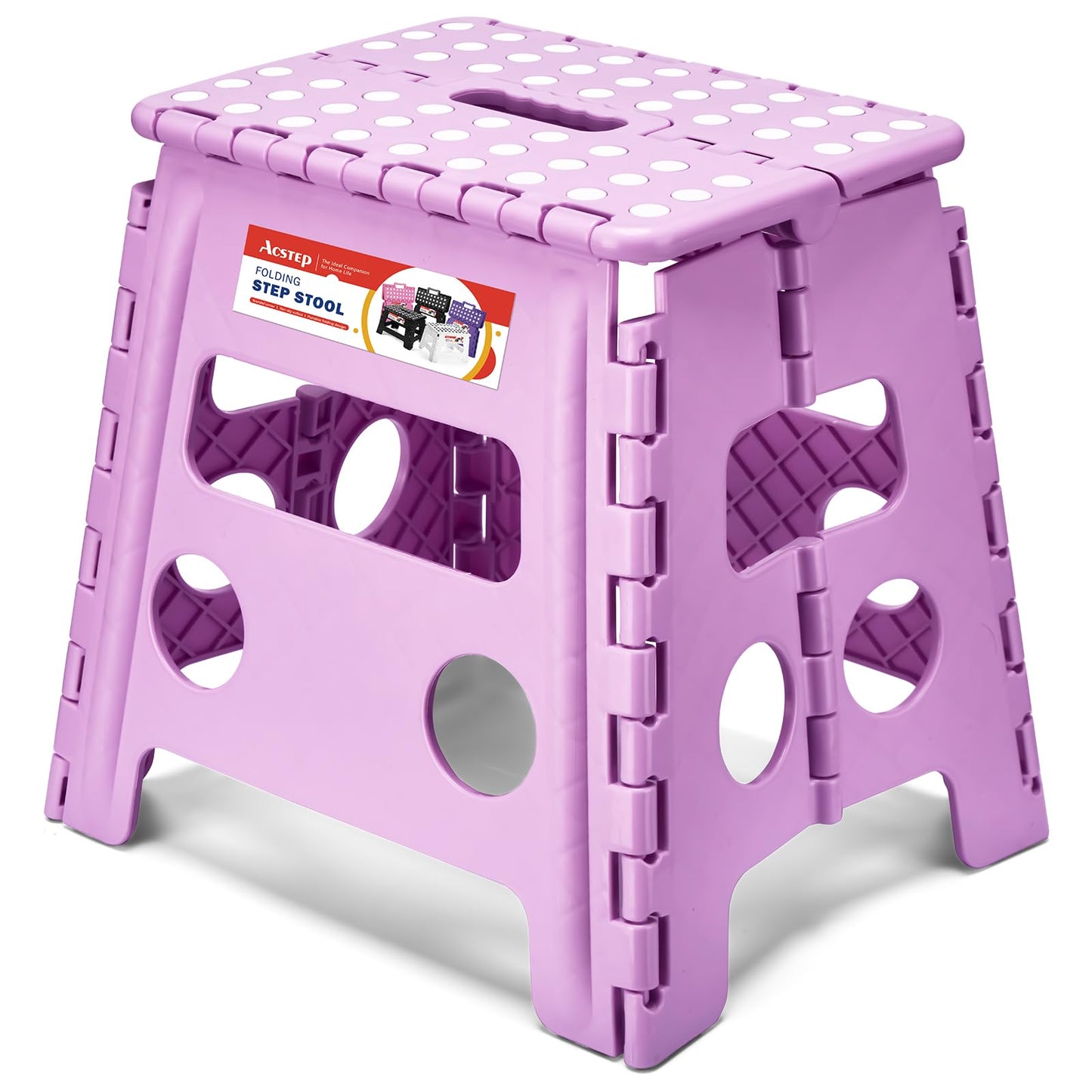 ACSTEP Folding Step Stool 9'' Tall Kids Step Stool Holds Up to 300 lb Plastic Foldable Step Stools for Kids Non-Slip Surface with Carry Handle Collapsible Stool for Home, Outdoor and Indoor(Black)