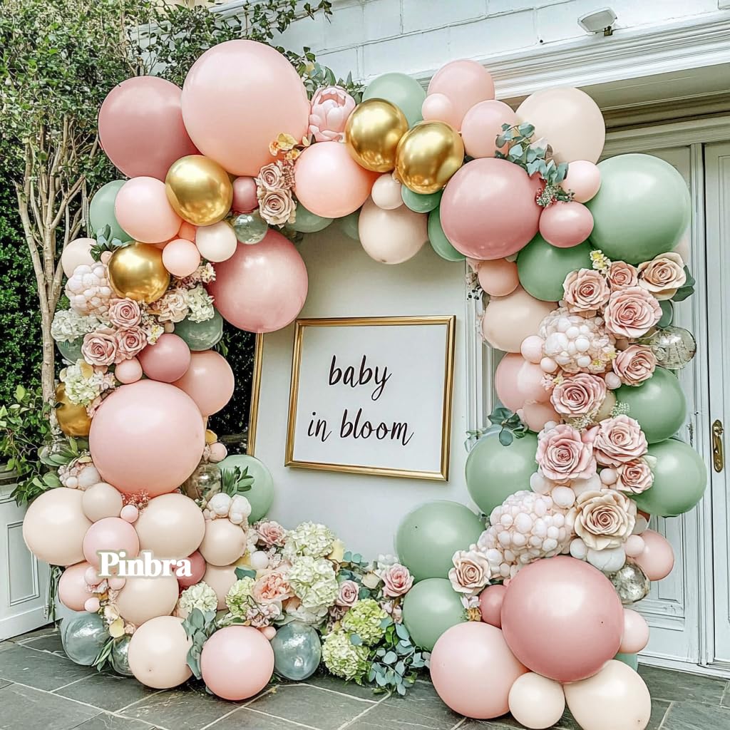 Dusty Pink Brown Balloon Garland Nude Tan Pink Rose Gold Metallic Double Stuffed Dusty Rose Mauve Blush Beige Balloon Arch Kit for Baby Shower Birthday Bridal Wedding Party Decoration