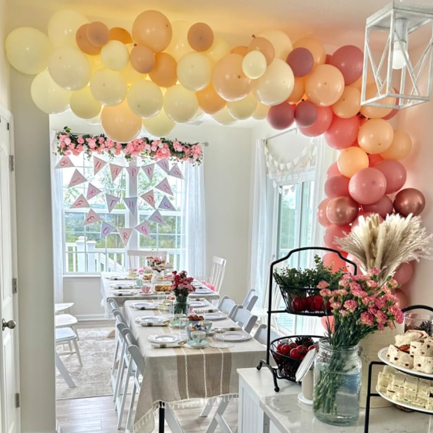 Retro Blush Pink Balloons, 60 Packs 12 Inch Dusty Pink Metallic Chrome Rose Gold White Sand Nude Balloons for Bridal Baby Shower Girls Boho Birthday Wedding Decorations Supplies