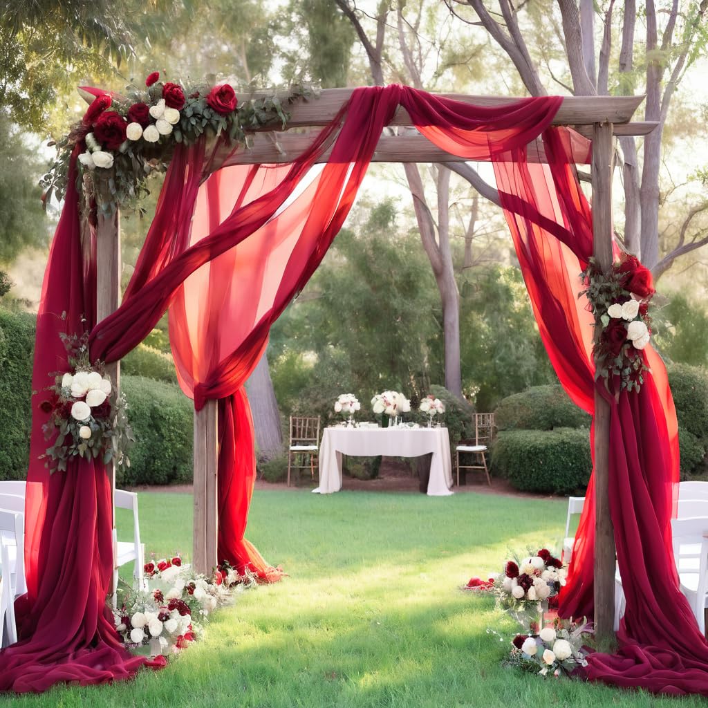 Barcelonetta | Chiffon Fabric | Decoration, Drapery Fabric | Wedding, Gender Reveal, Baby Shower, Birthday | for Arbor, Arch, Canopy, Table and Chair Decoration (Dusty Rose, 10 Yards)