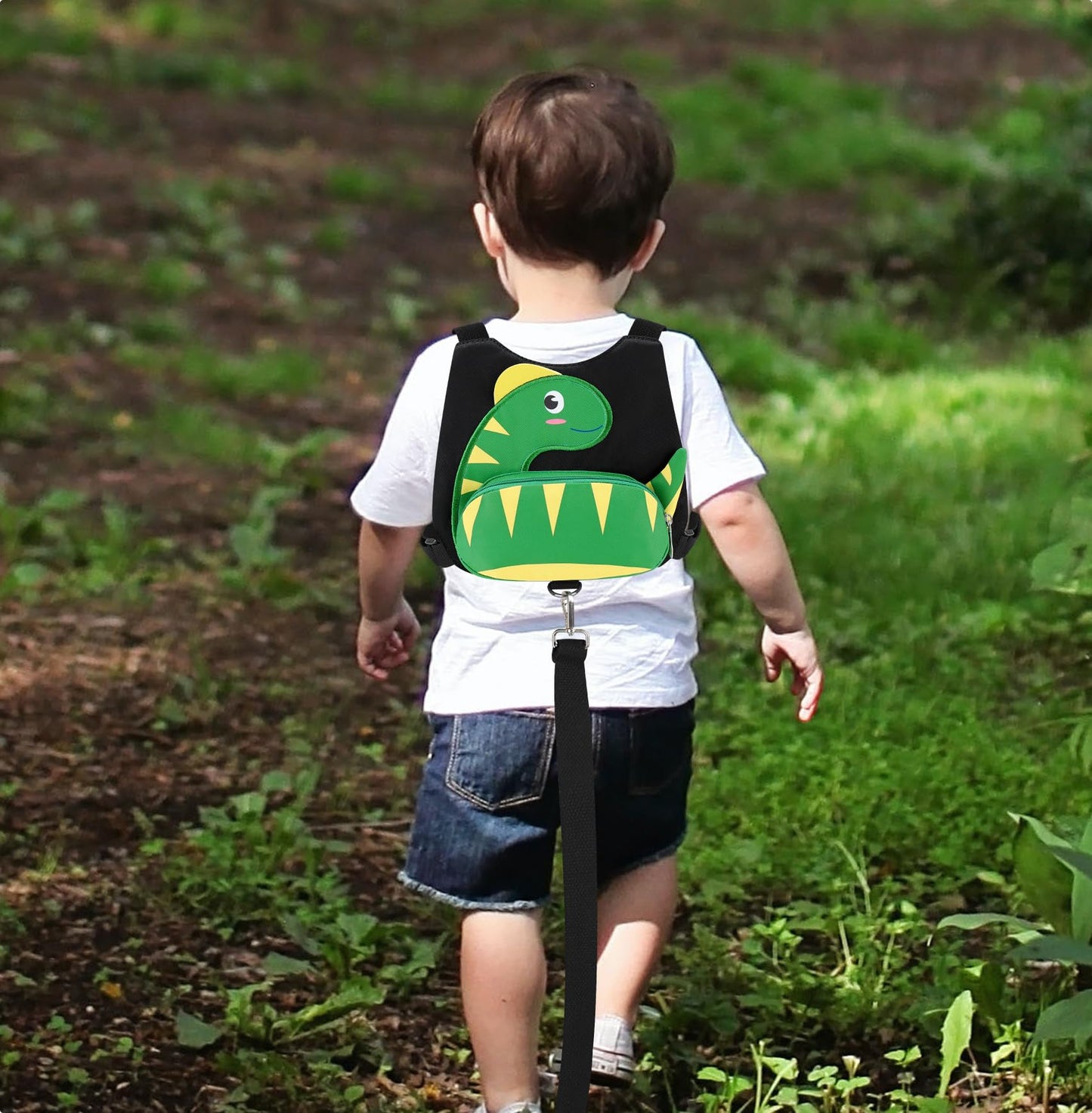 Accmor Toddler Harness with Leash, Cute Dinosaur Kids Harness + Anti Lost Wrist Link, Mini Child Harness Leash Wristband Strap Belt Protector for Baby Boys Girls to Outdoor Travel (Blue)