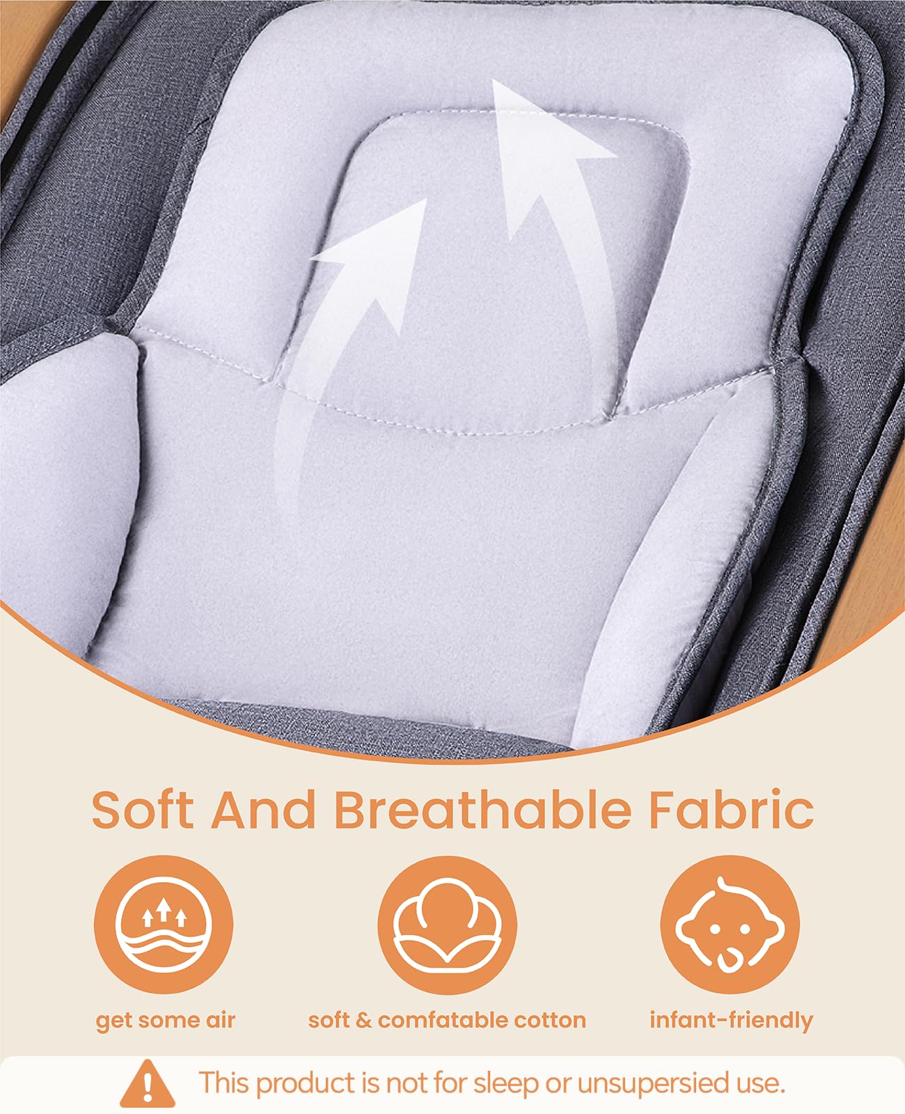 LAREX Baby Bouncer, Portable Bouncer Seat Baby Rocker Chair Infant Bouncy Seat with 3 Point Harness, Infant 2 in 1 Rocker, 0-6 Months up to 20 lbs