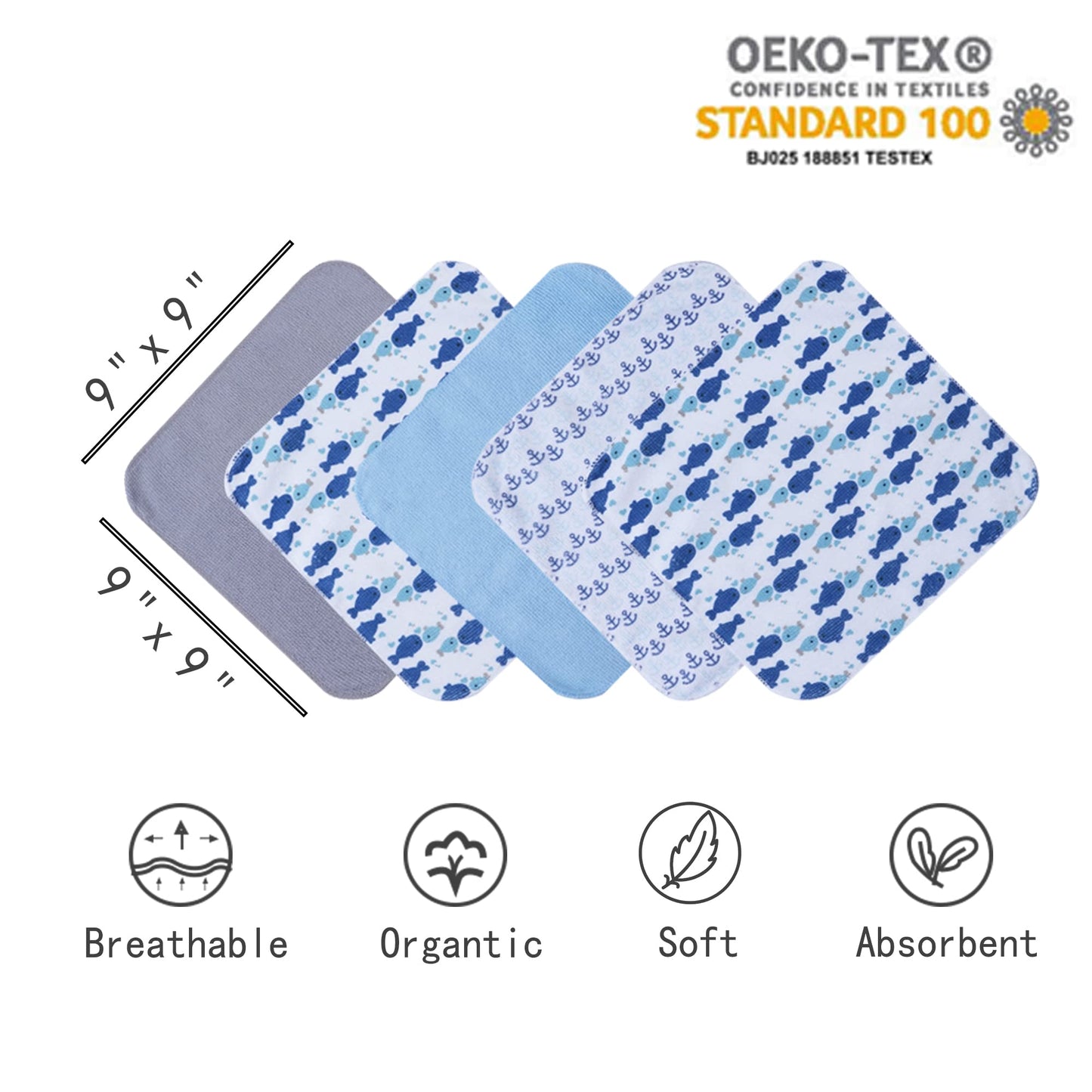 Viviland Baby Towels and Baby Wash Cloths Set Hooded Baby Towels Baby Wipes Absorbent Bath Face Towels Burp Cloths or Face Towels for Girl Boy 6-Pack Size 28 x 28 Inch(Elephant Flower)