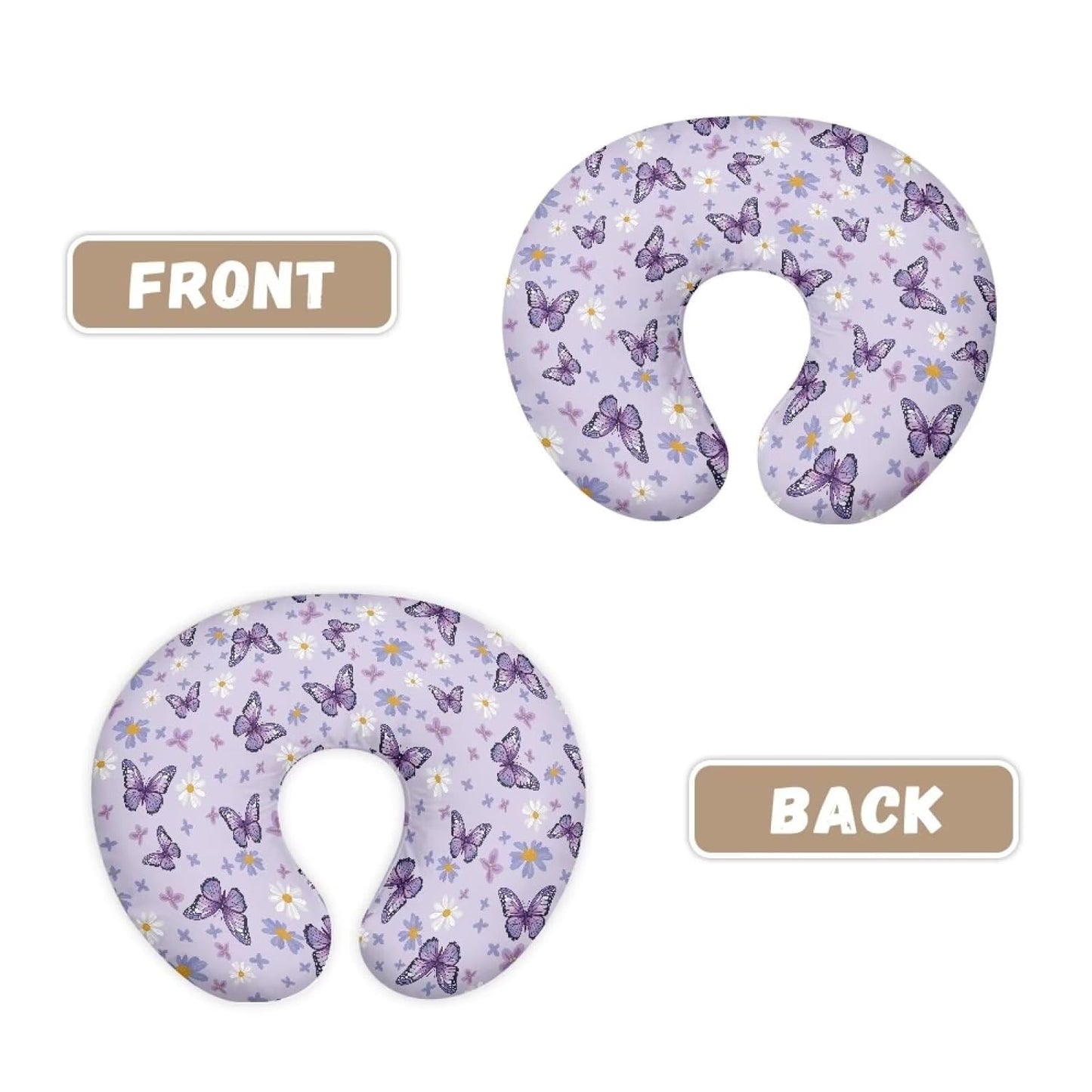 Butterfly Daisy Printed Nursing Pillow Cover for Infant, Soft Breathable Nursery Bottle Breast Feeding Pillow Slipcover for Breastfeeding Moms, Fits 22in*18in Pillow